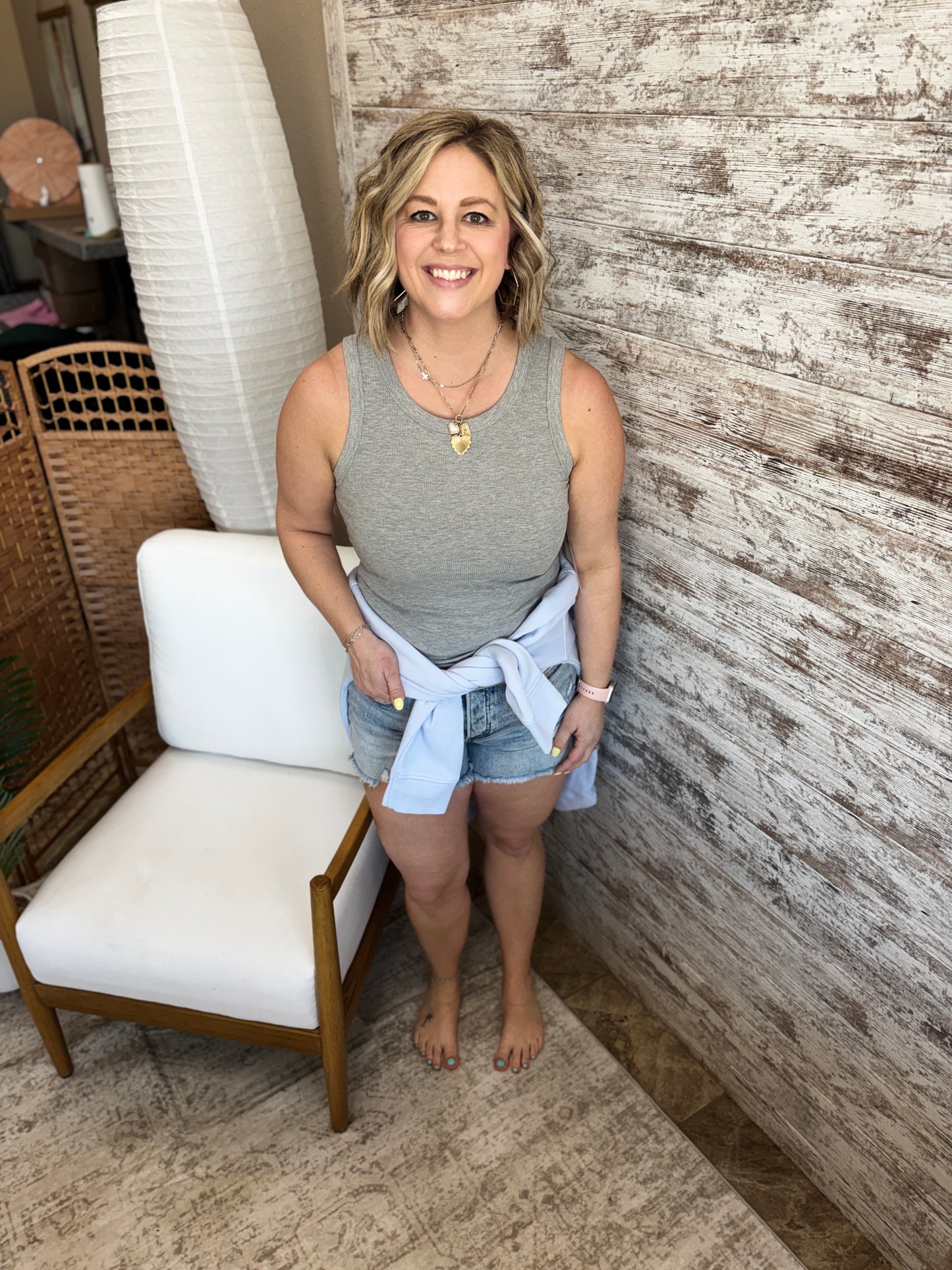 Heather Grey Micro Rib Racerback Tank