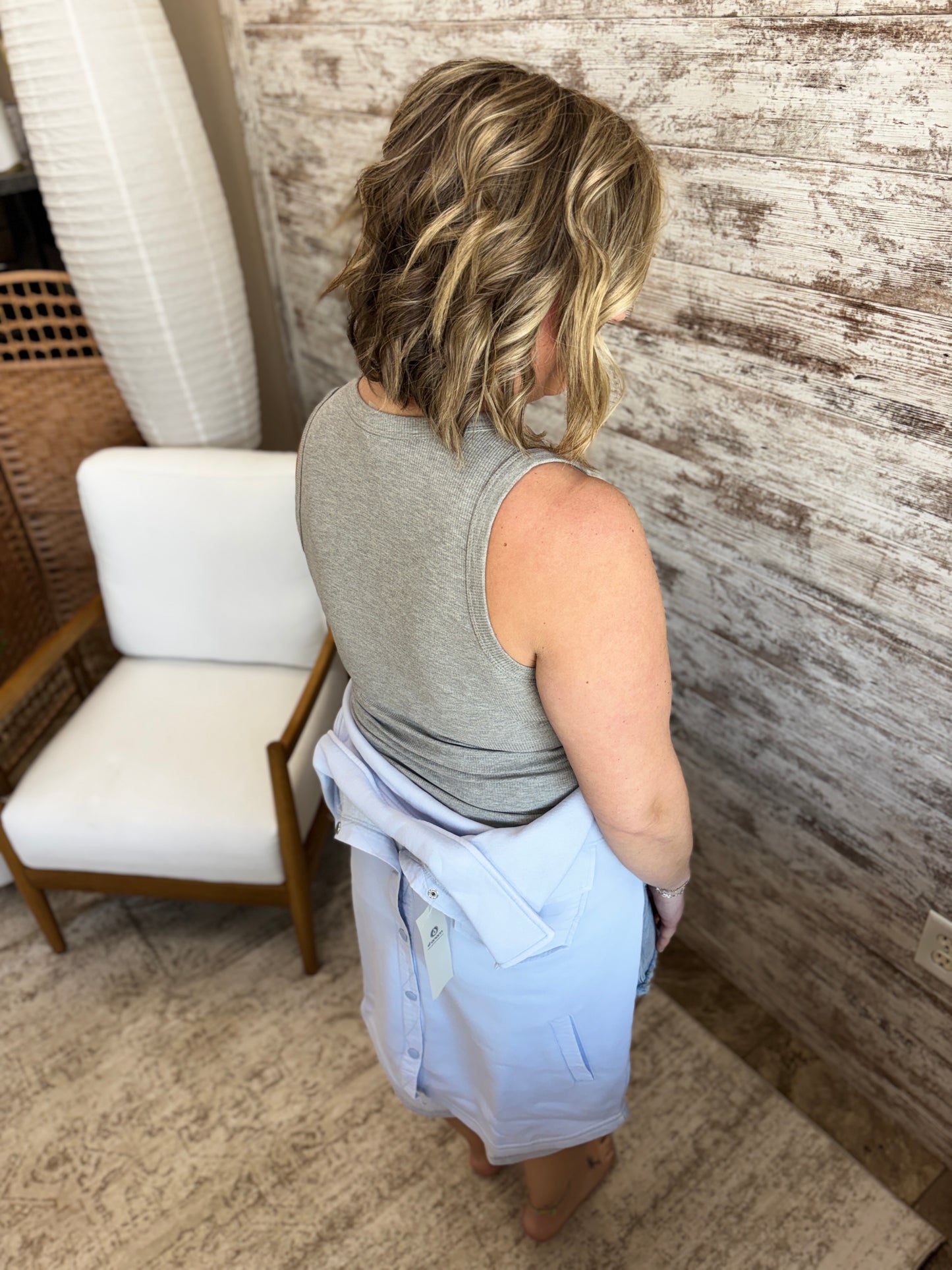 Heather Grey Micro Rib Racerback Tank
