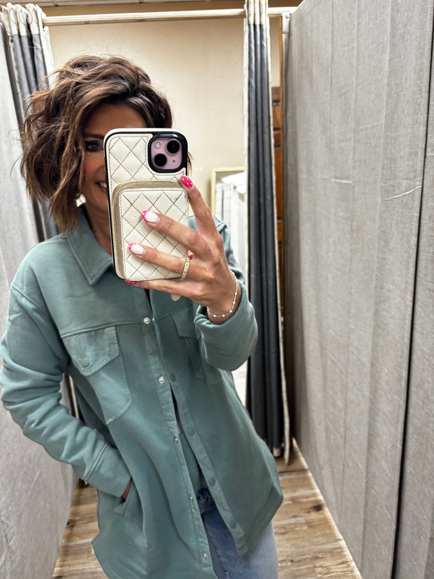 Eldergreen Snap On Shacket