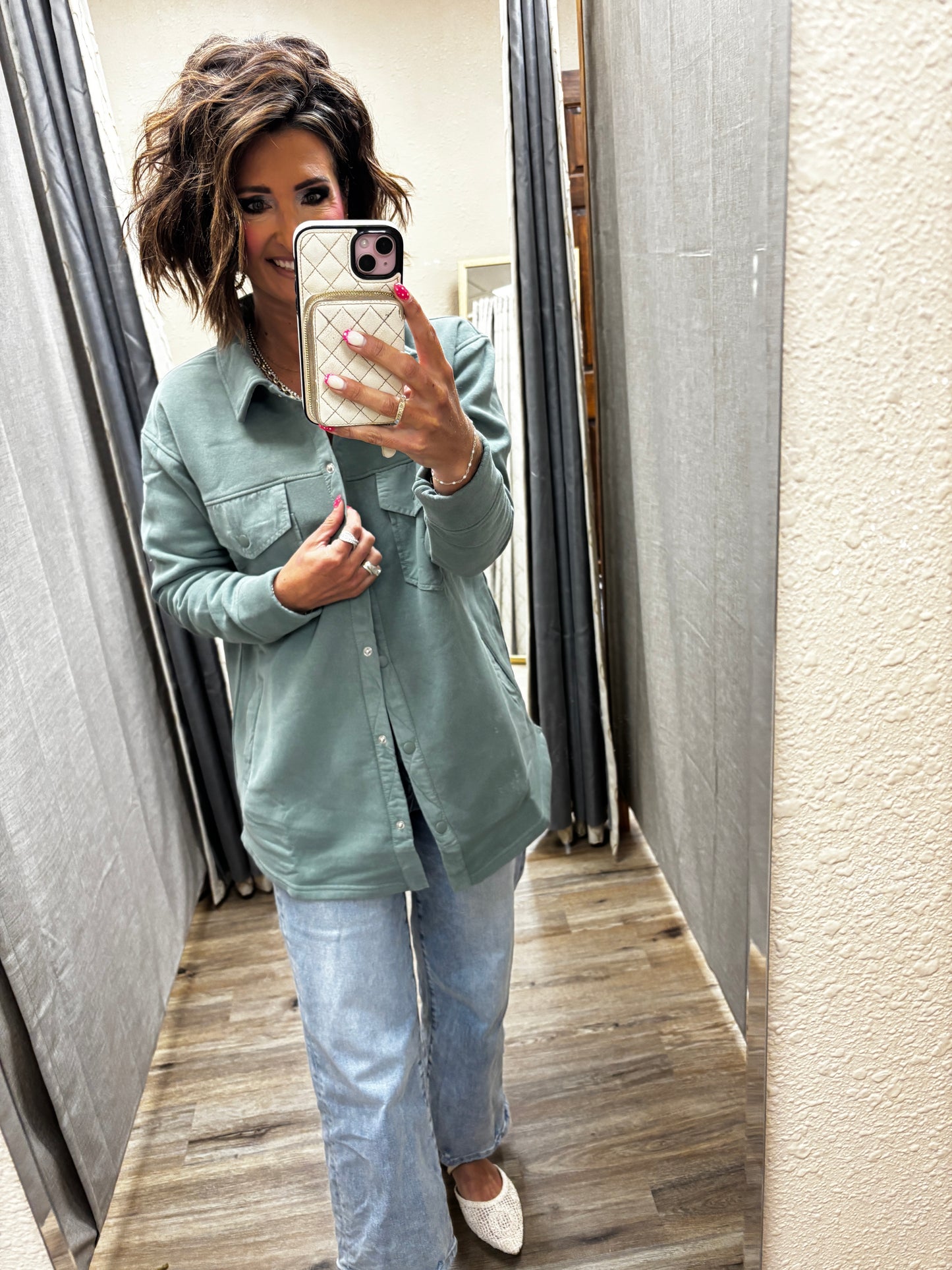 Eldergreen Snap On Shacket