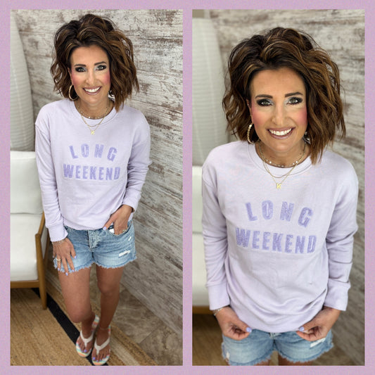 Long Weekend Lavender Pullover Crew