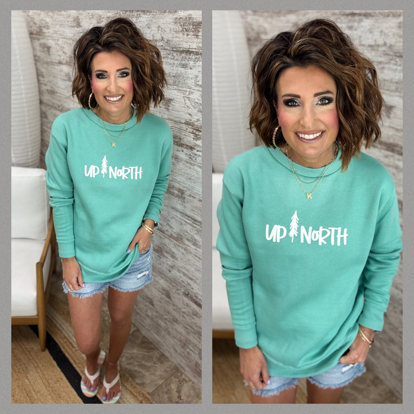 Up North Puff Saltwater Teal Ladies Weekend Fleece