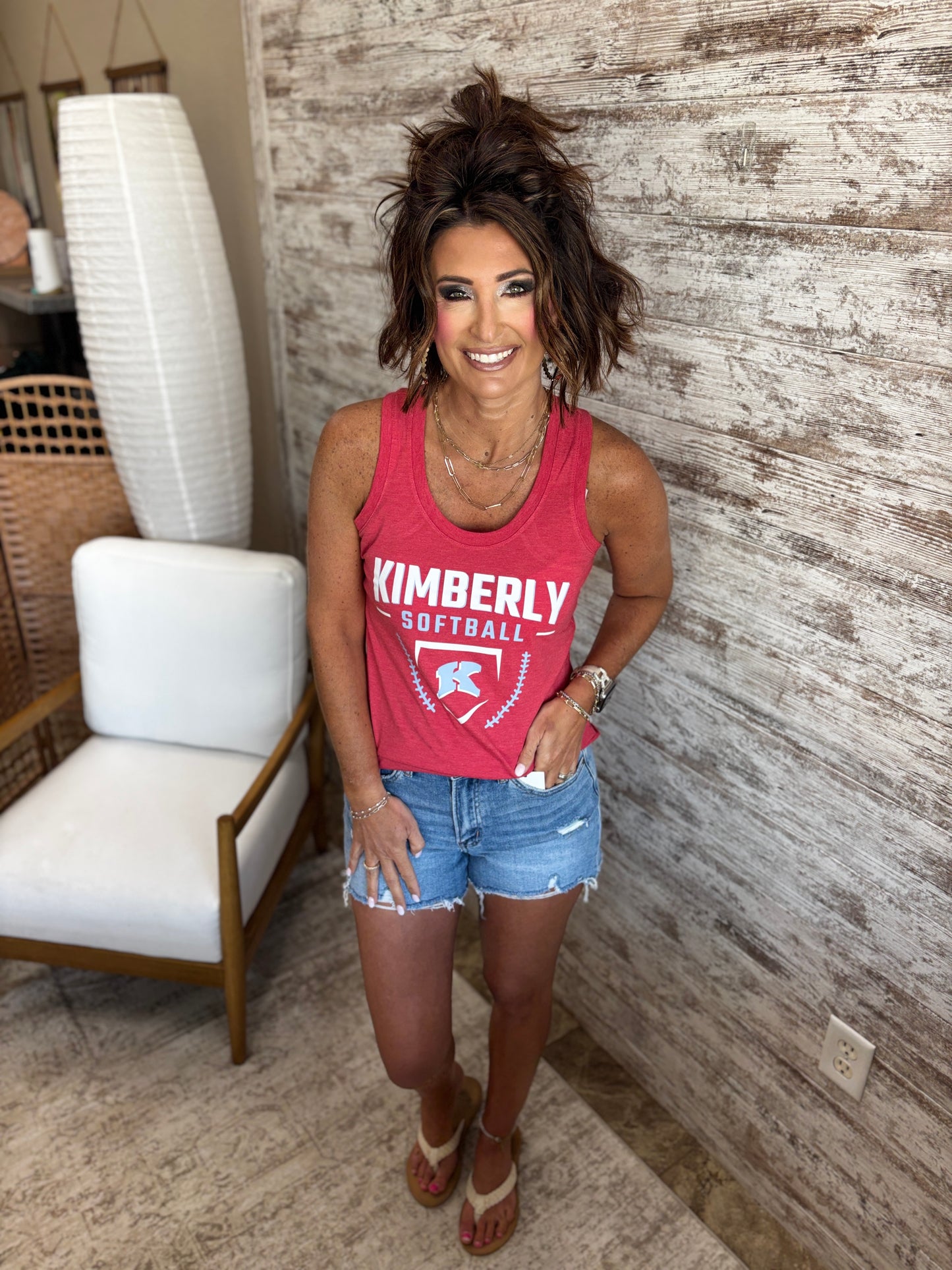 Kimberly Softball Red District Ladies Tank~
