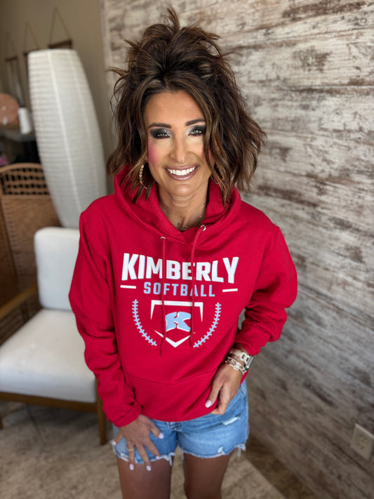Kimberly Softball Port & Company Red Hoodie~ Youth and Adult Sizes ~ Can be Personalized
