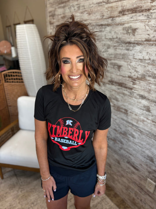 Kimberly Baseball Sport-Tek® Women's Posi-UV® Pro Black Tee~
