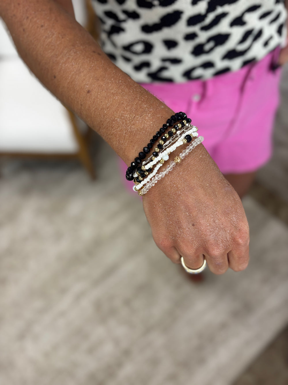 Black Multilayer Beaded Bracelet Set