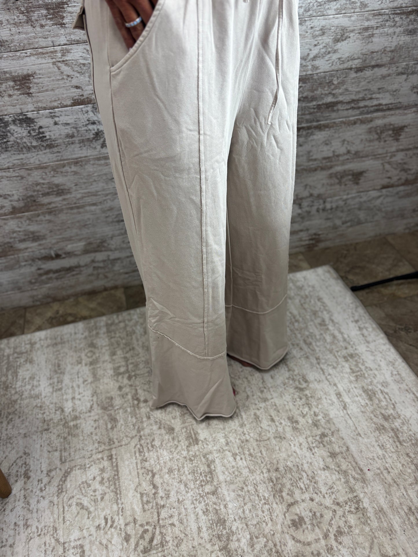 Oatmeal Flare Bottom Terry Pants