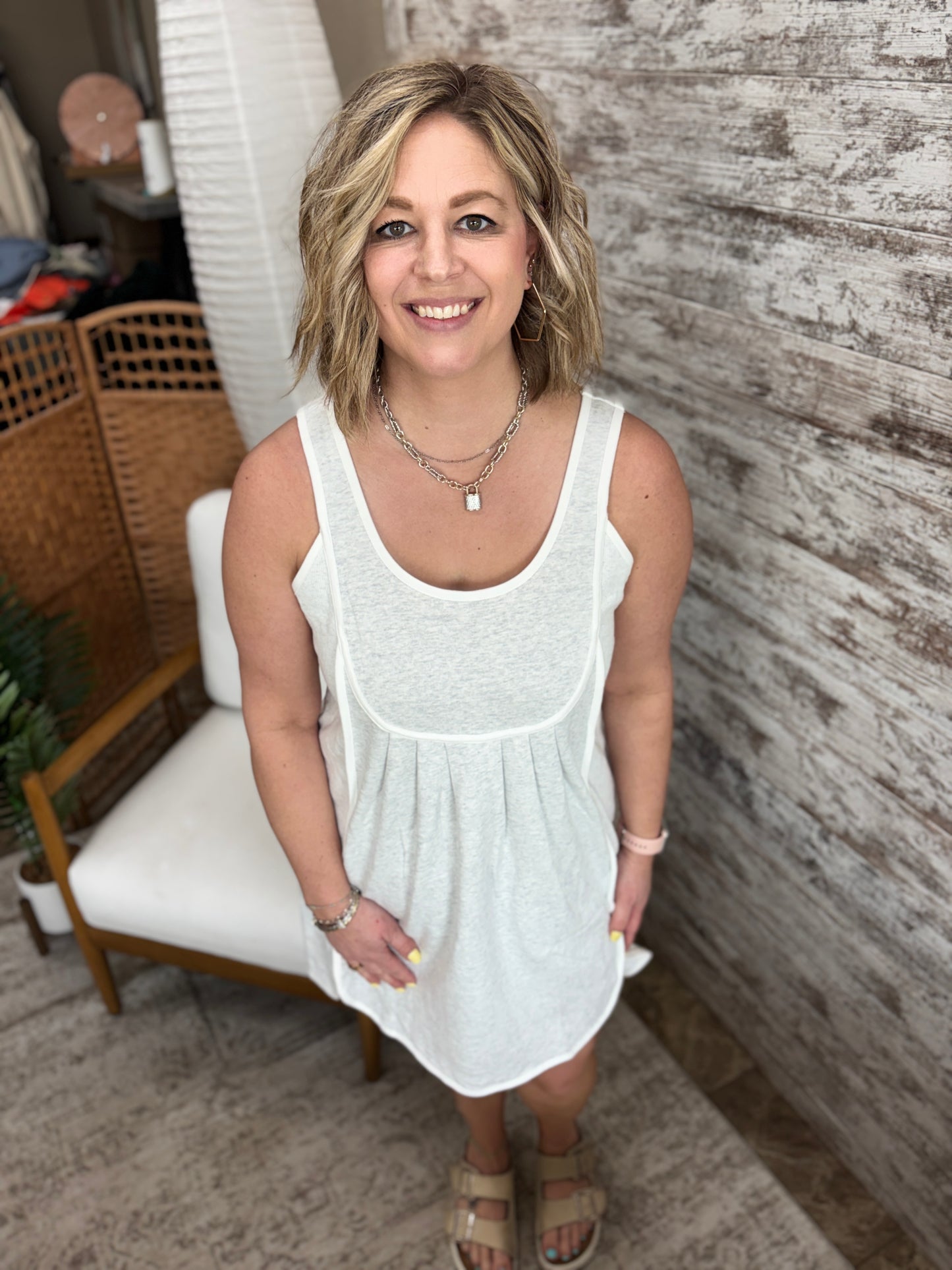 Heather Grey Scoop Neck Cotton Terry Dress