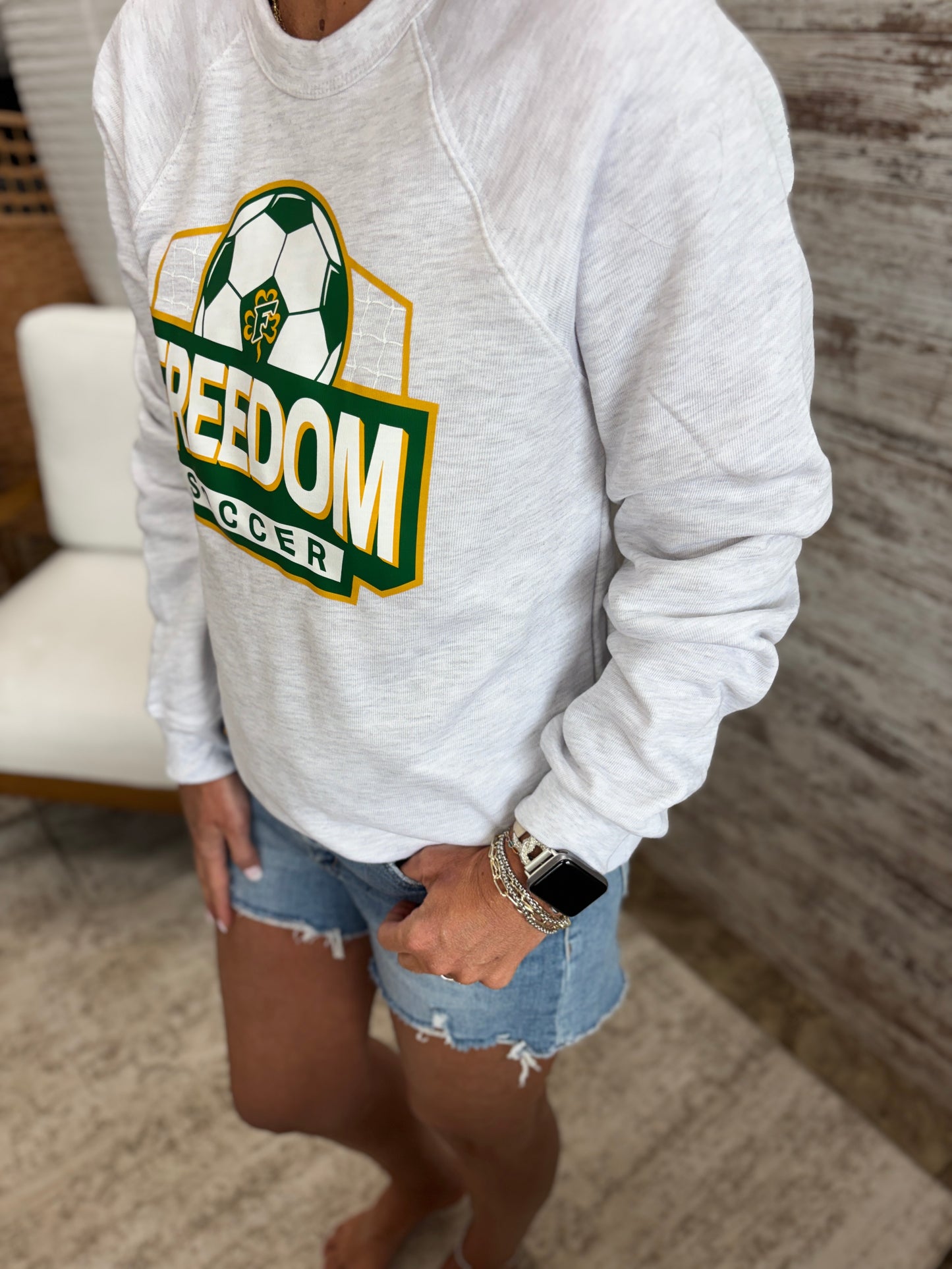 Freedom Irish Soccer Bella Canvas Ash Crewneck