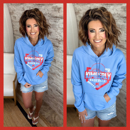 Kimberly Baseball Carolina Blue Gildan Hoodie ~ Youth and Adult