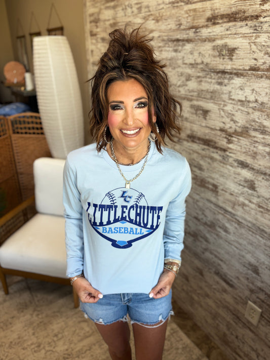 Little Chute Baseball Unisex Bella Canvas Light Blue Long Sleeve