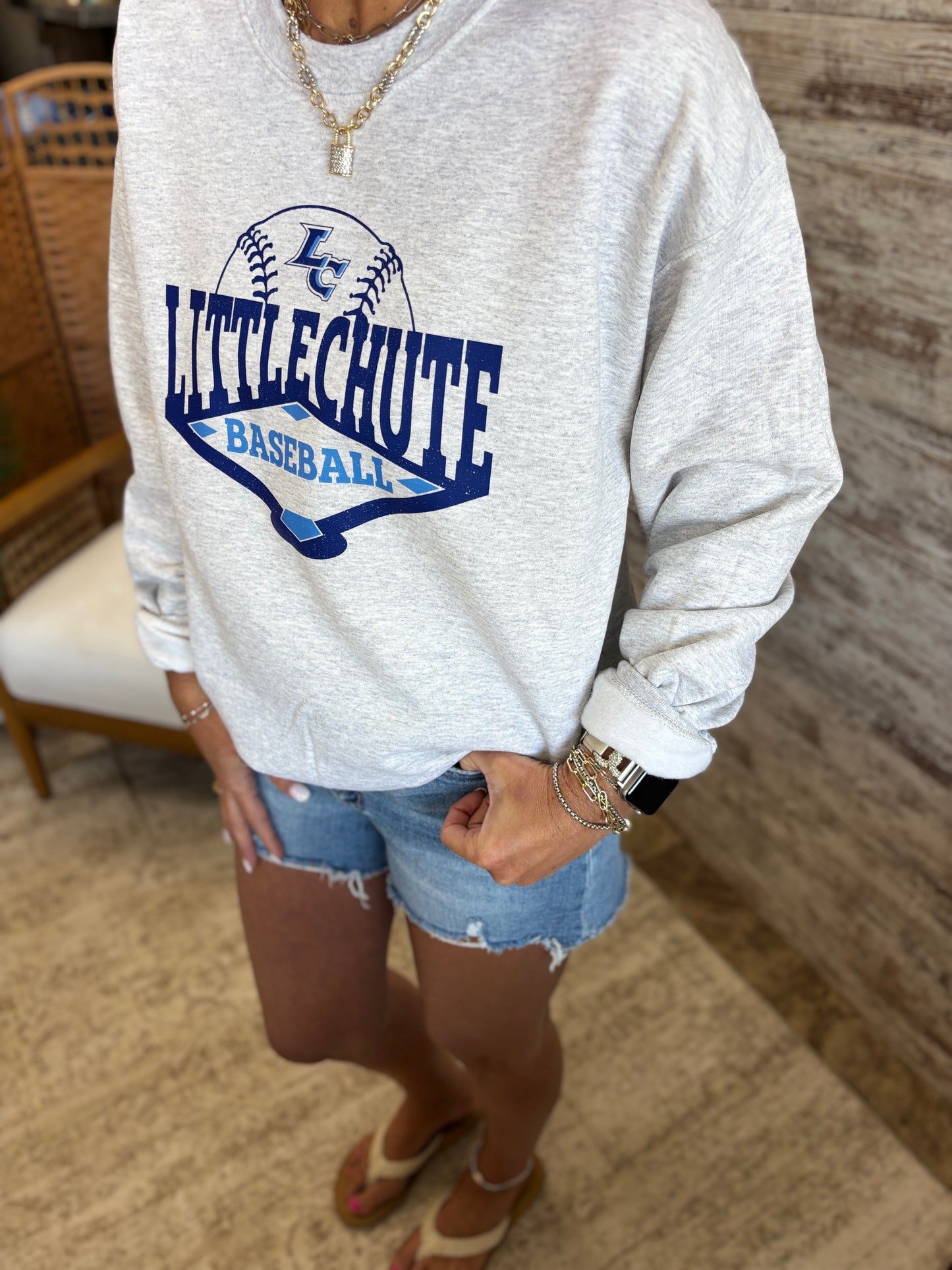 Little Chute Baseball Port & Company Ash Grey Crew ~ Youth and Adult