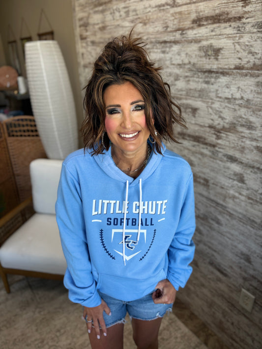 Little Chute Softball Bella Canvas Sponge Carolina Blue Hoodie