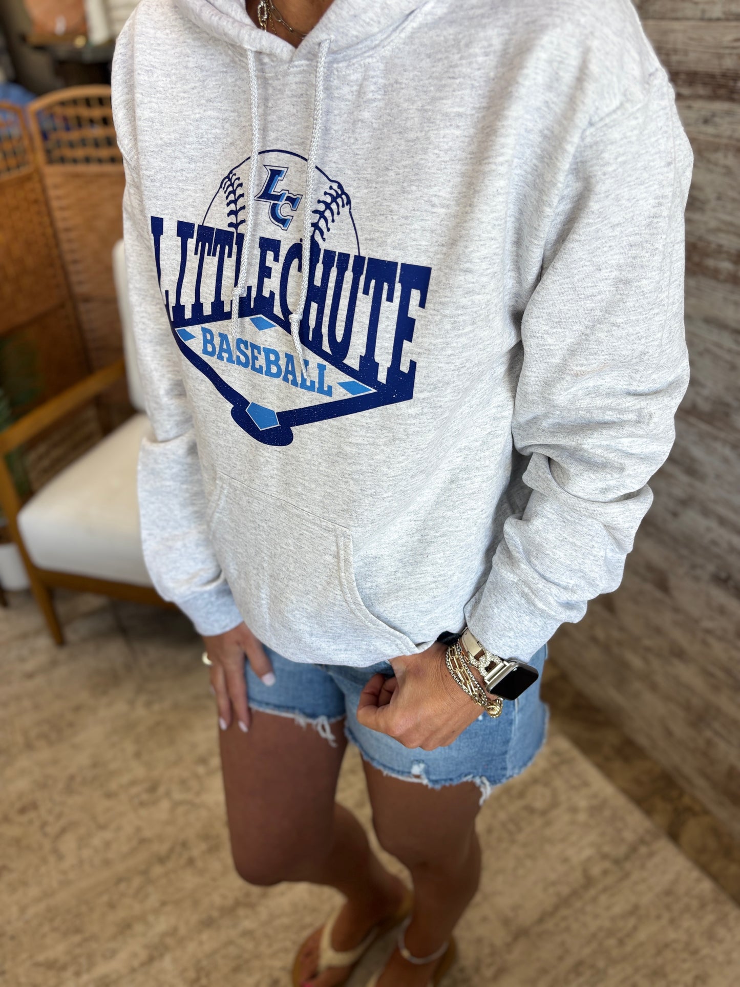 Little Chute Baseball Port & Company Ash Hoodie~ Youth and Adult Sizes~ Can be Personalized
