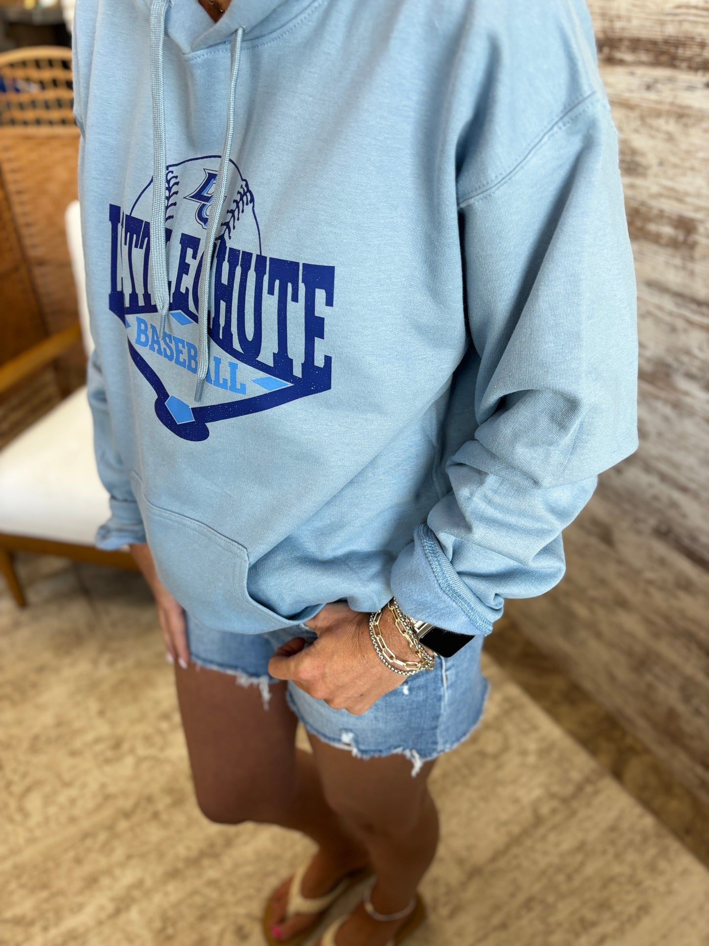 Little Chute Baseball Gildan Softstyle Stone Blue Hoodie~ Youth and Adult Sizes