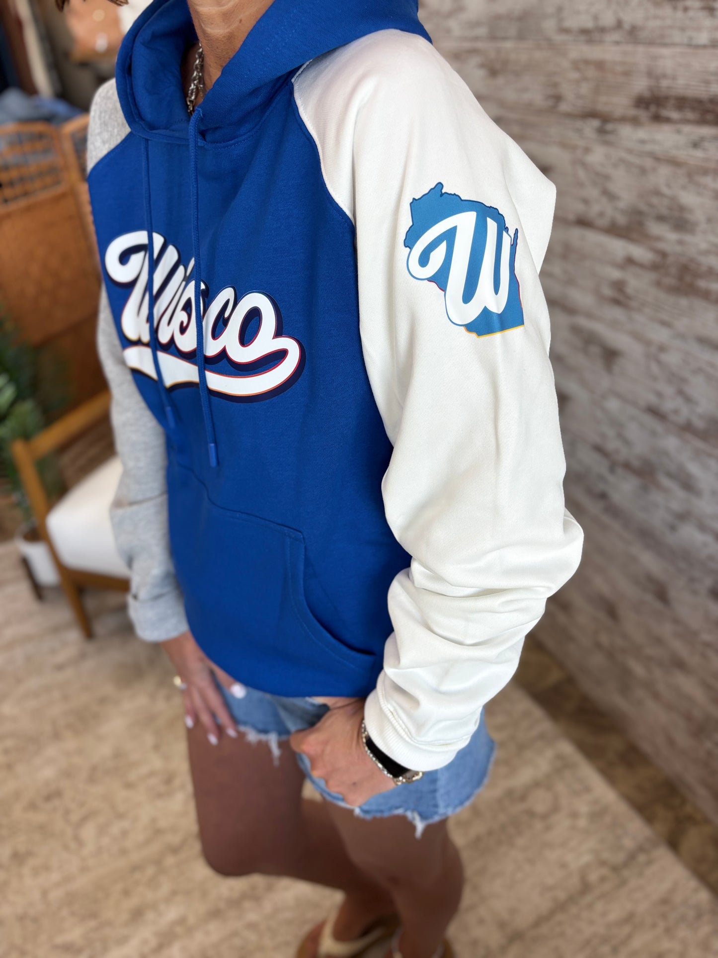 Milwaukee Baseball WISCO Pennant Royal Colorblock Hoodie
