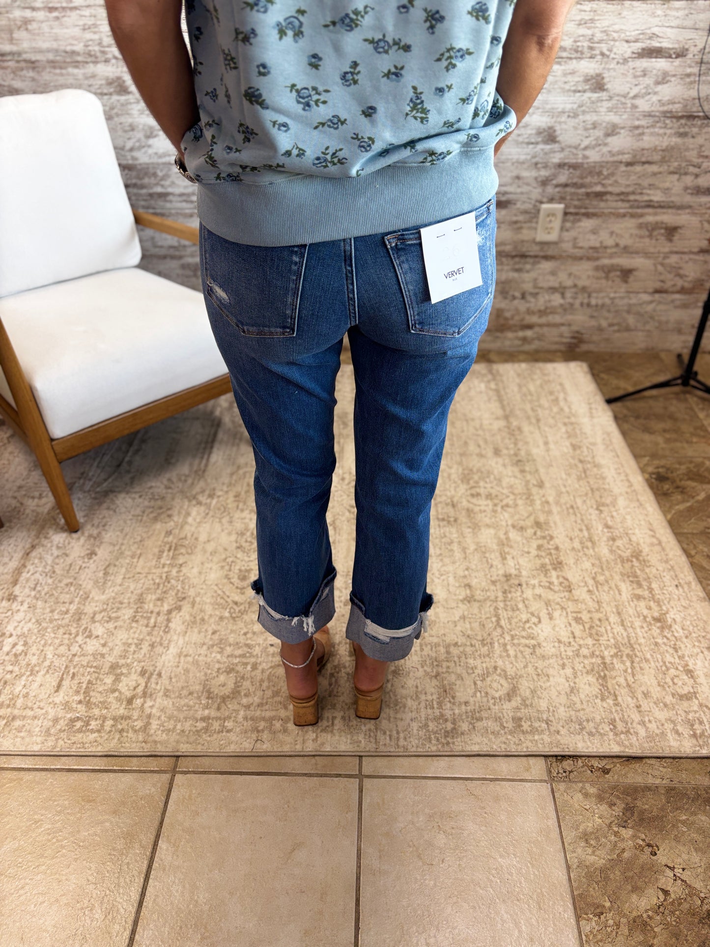 Vervet Daphne High Rise Cuffed Demim T6600