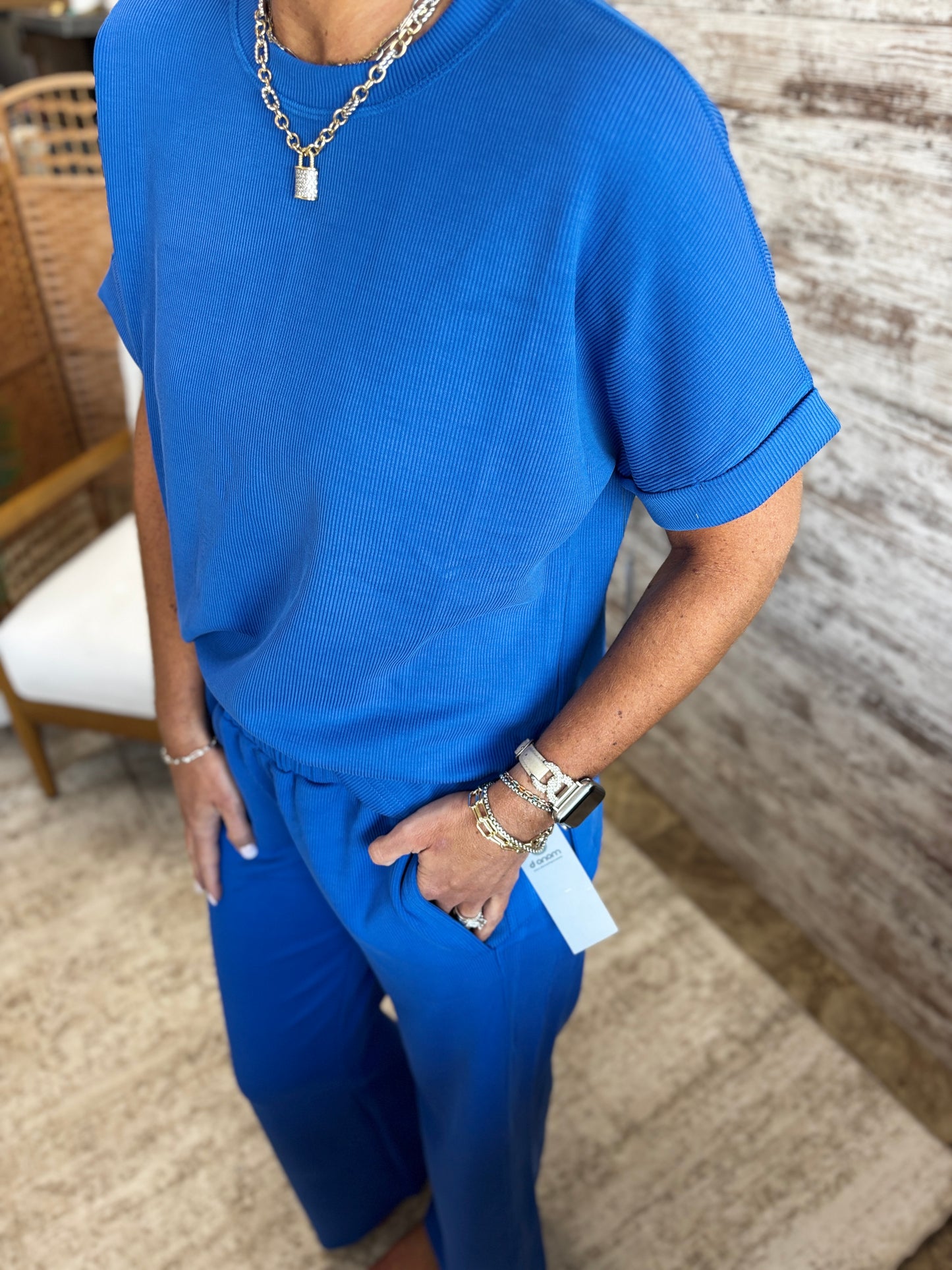 Deep Indigo Wash Ribbed Lounge Tee