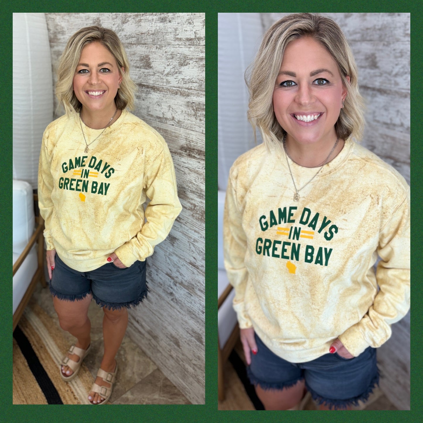 Game Days in Green Bay Yellow ColorBlast Crewneck