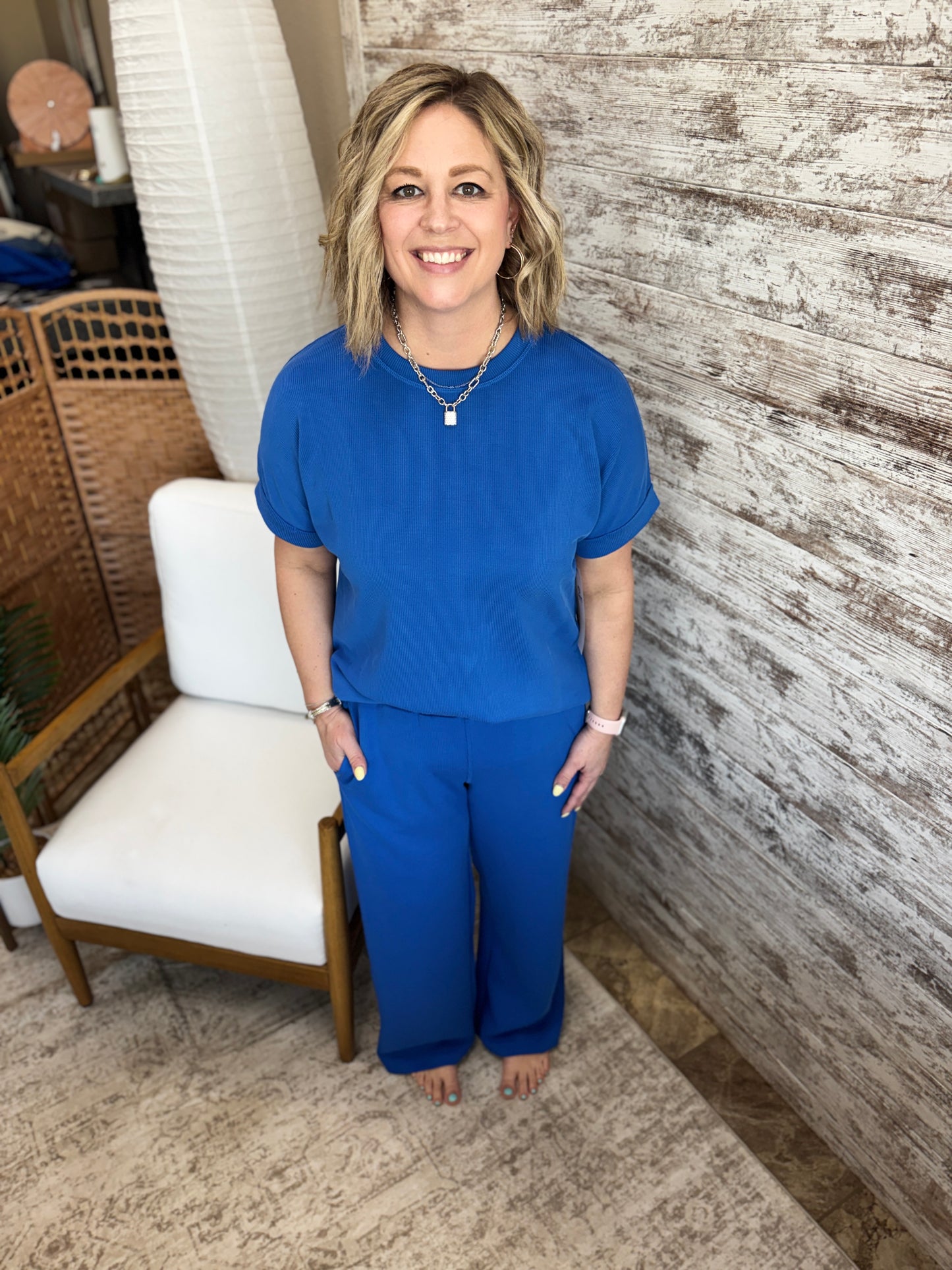 Deep Indigo Wash Ribbed Lounge Tee