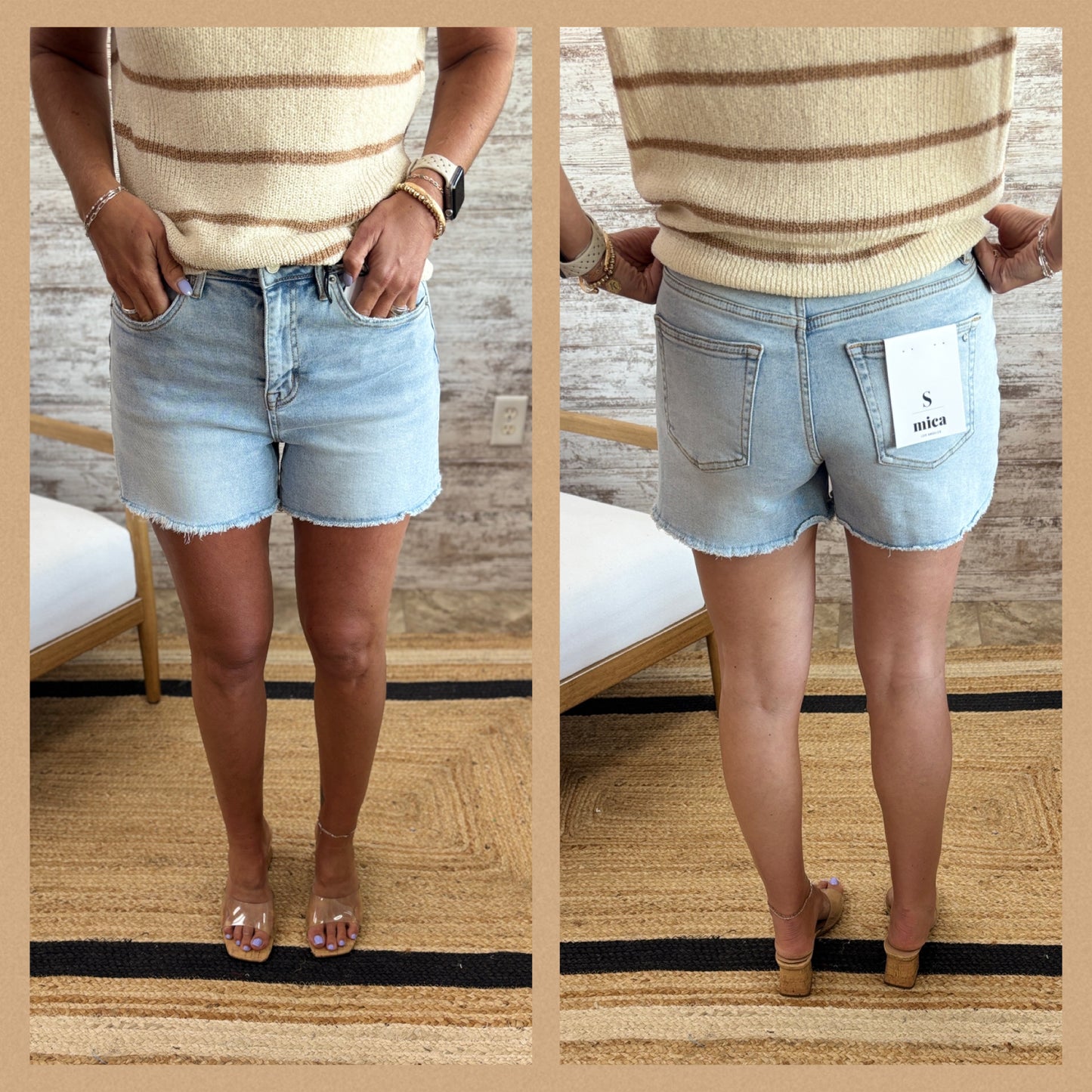 Mica High Rise Light Ivy Blue Shorts MDP-H3434