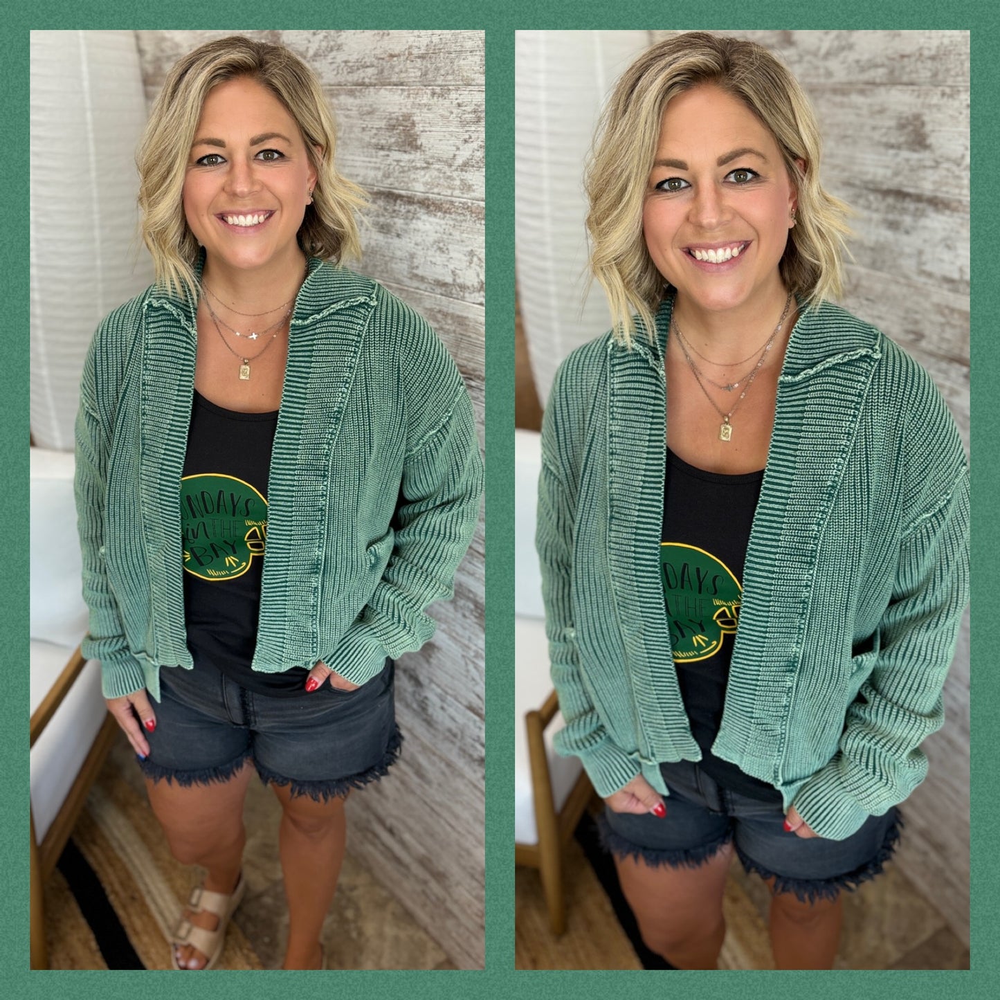 Washed Drop Shoulder Cardigan ~ 2 Colors