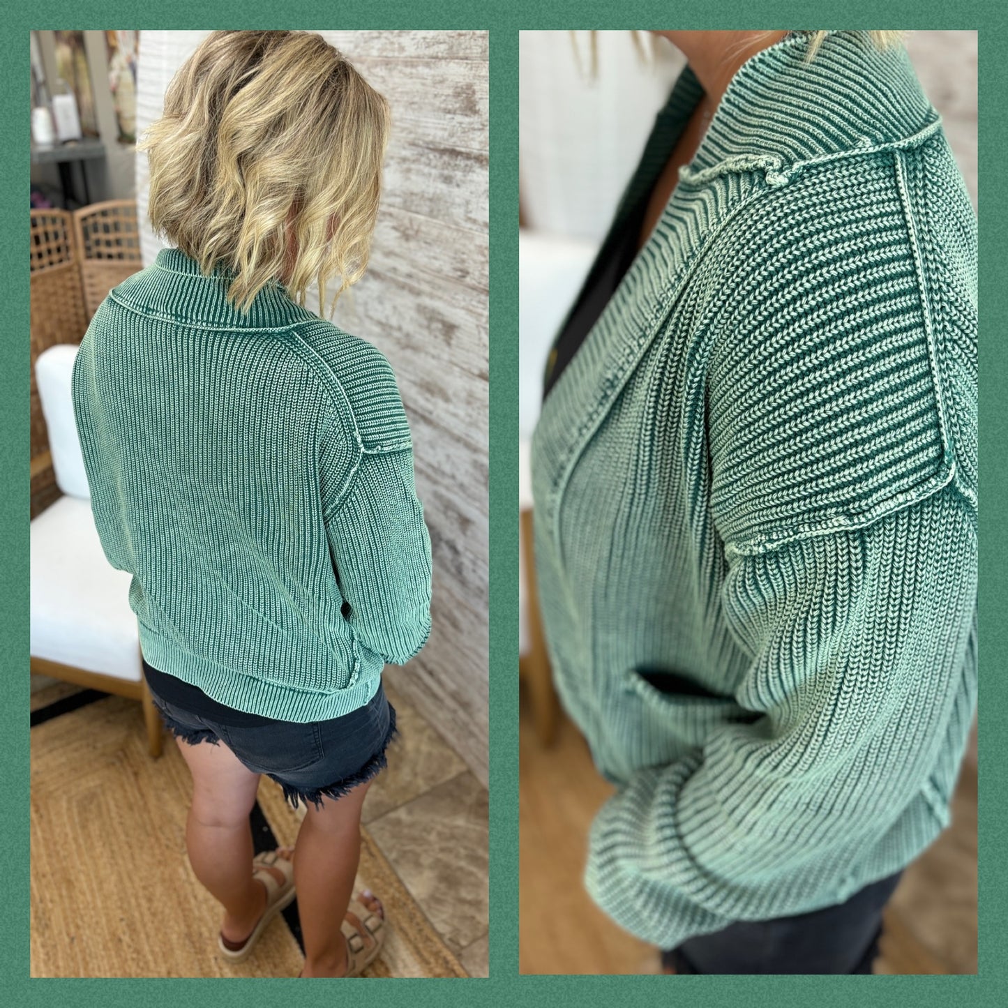 Washed Drop Shoulder Cardigan ~ 2 Colors