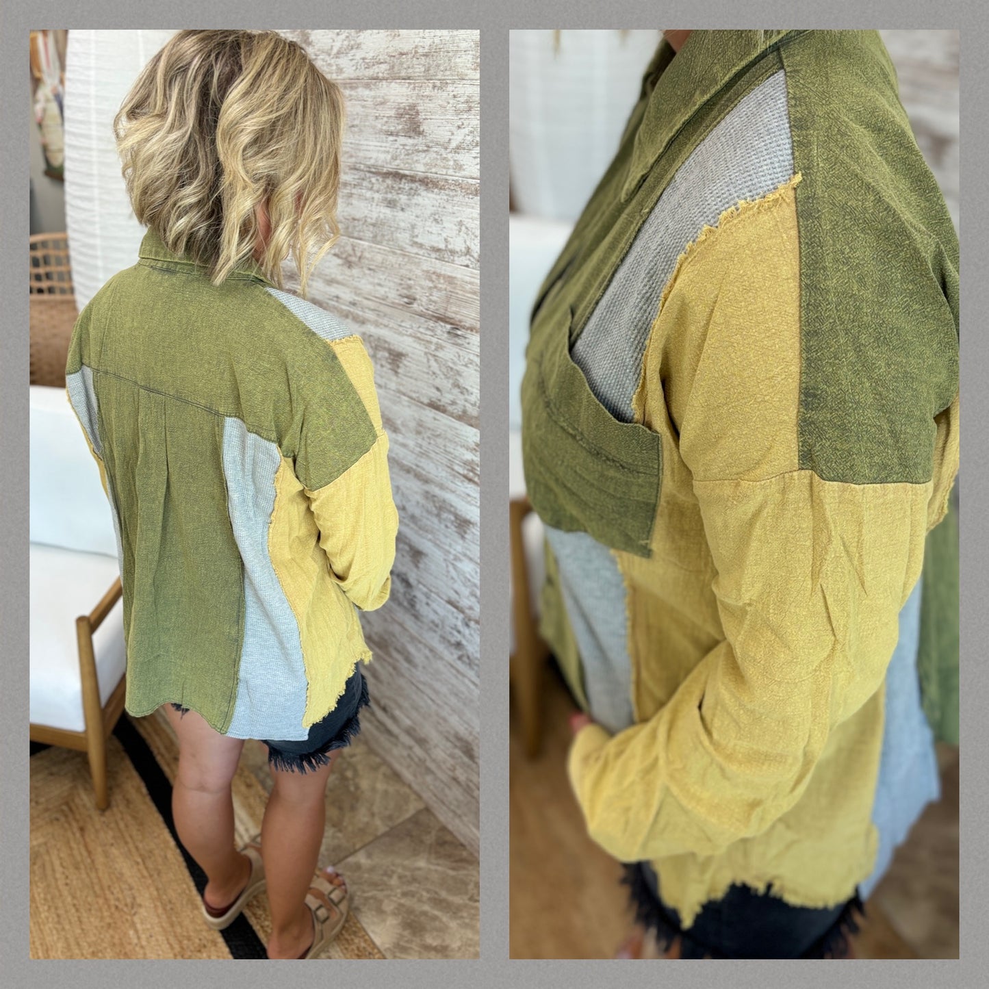 Olive/Mustard Button Down Shirt