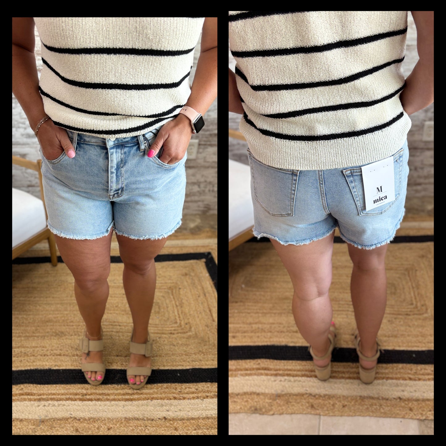 Mica High Rise Light Ivy Blue Shorts MDP-H3434