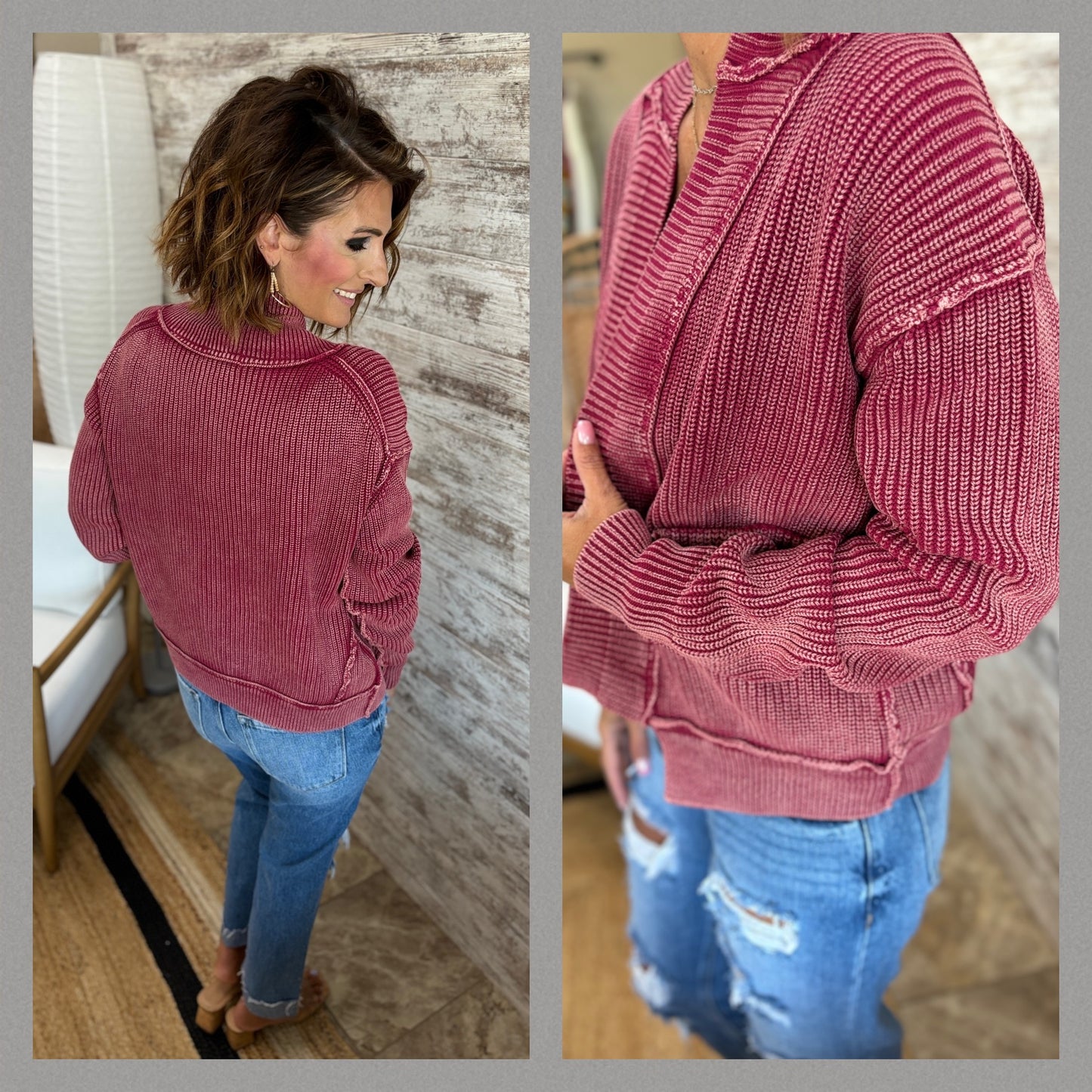 Washed Drop Shoulder Cardigan ~ 2 Colors