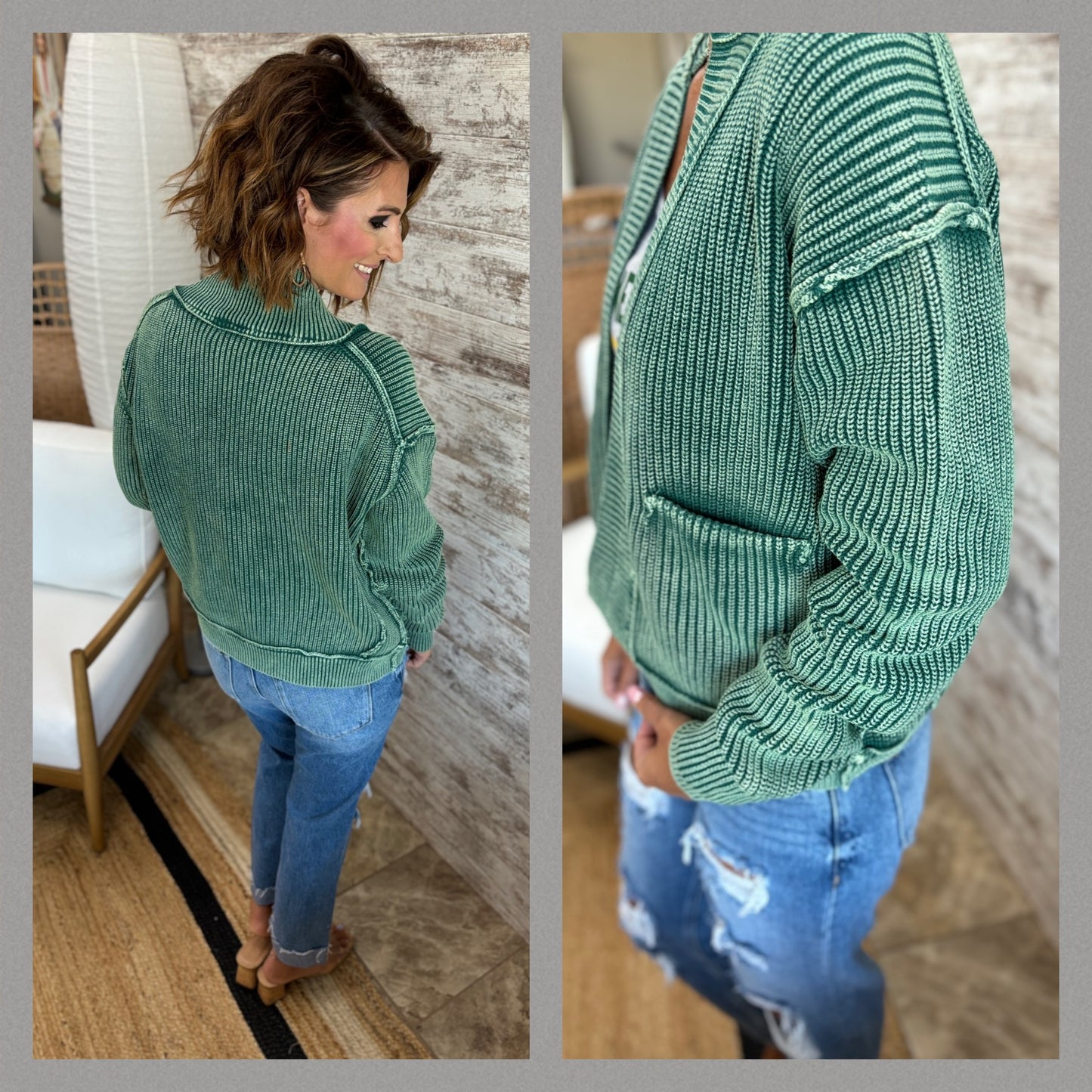 Washed Drop Shoulder Cardigan ~ 2 Colors