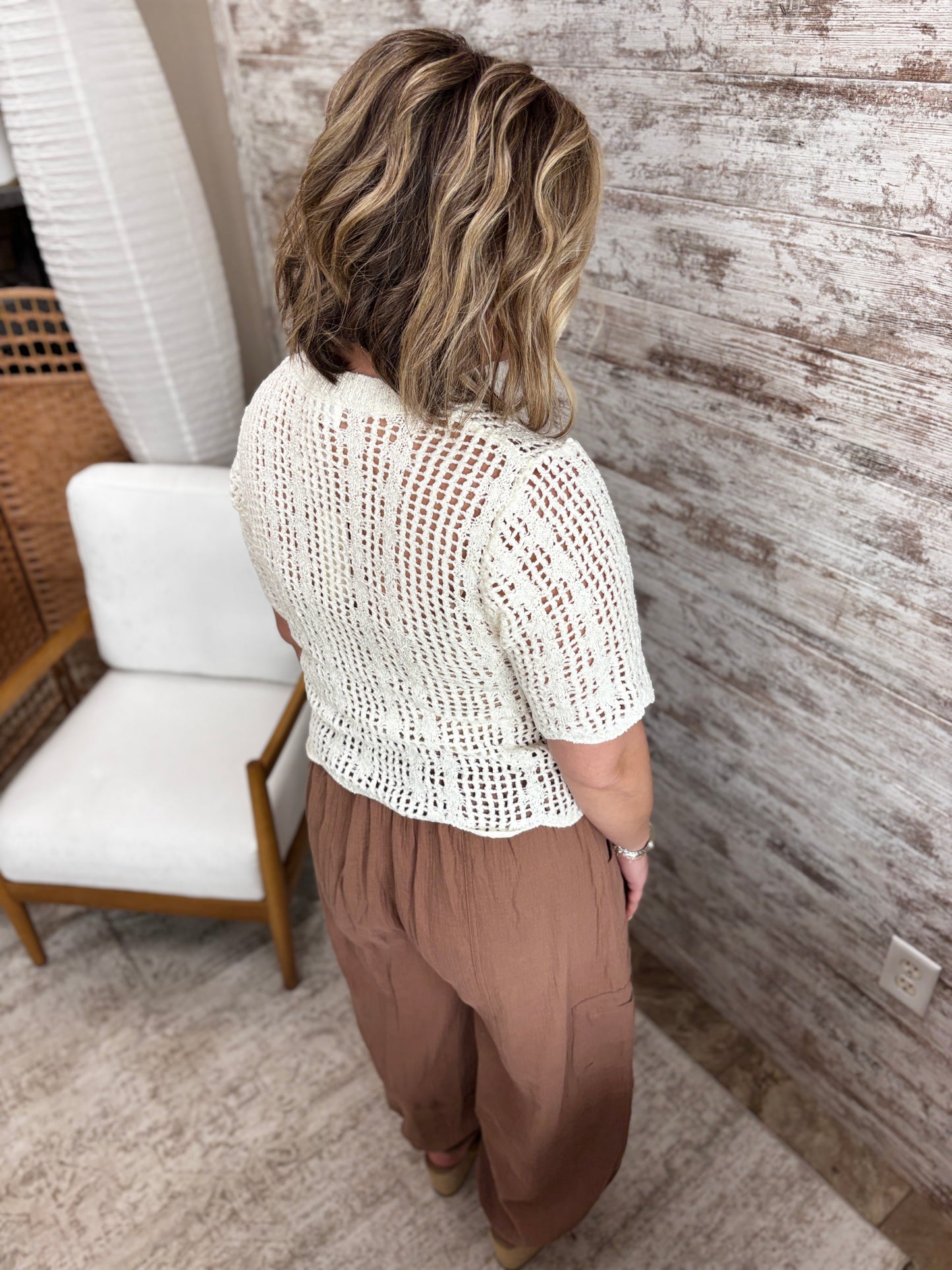 Floral Embroider Button Down Open Knit Cardigan