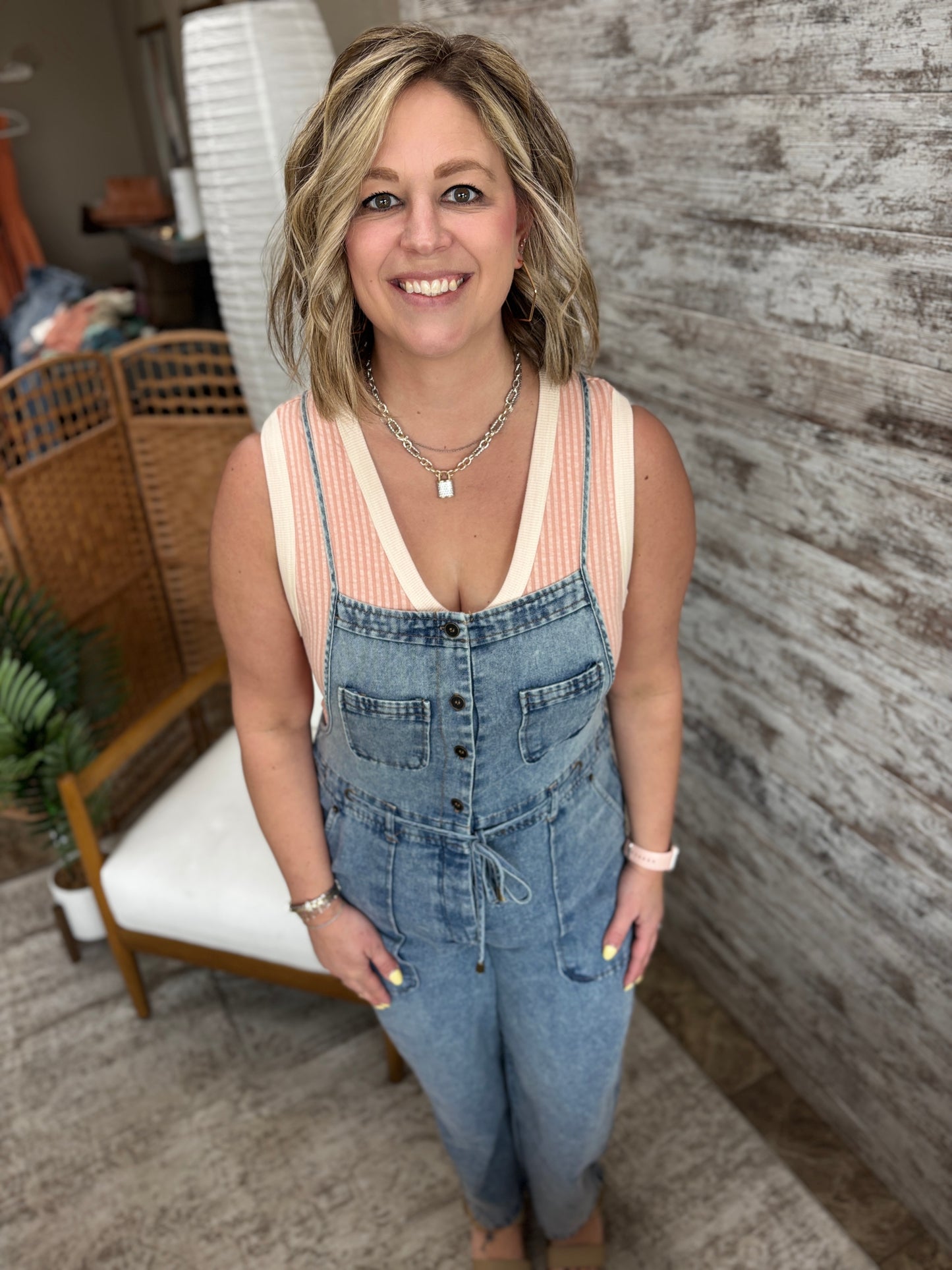 Denim Spaghetti Strap Overalls