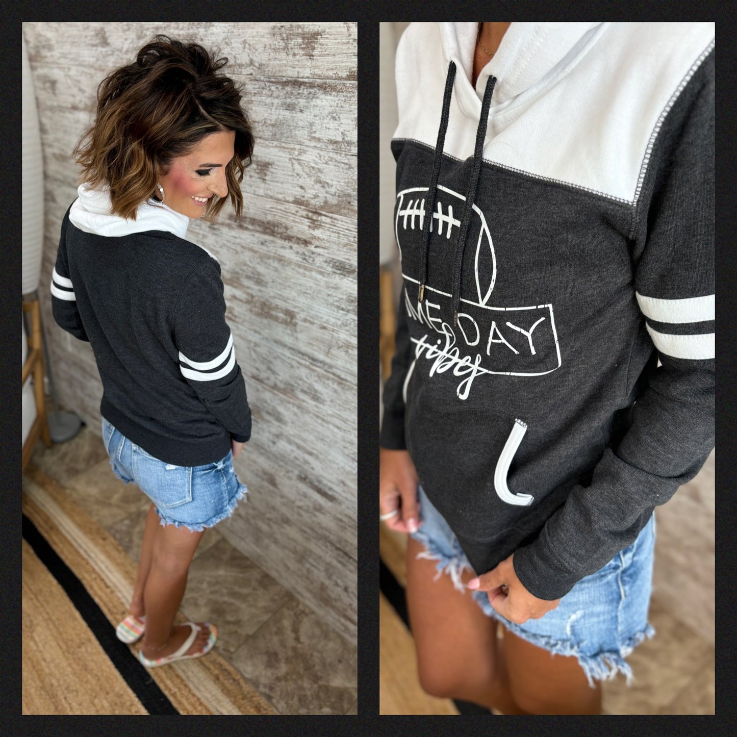 Game Day Vibes Varsity Stripe Hoodie ~ 2 Colors