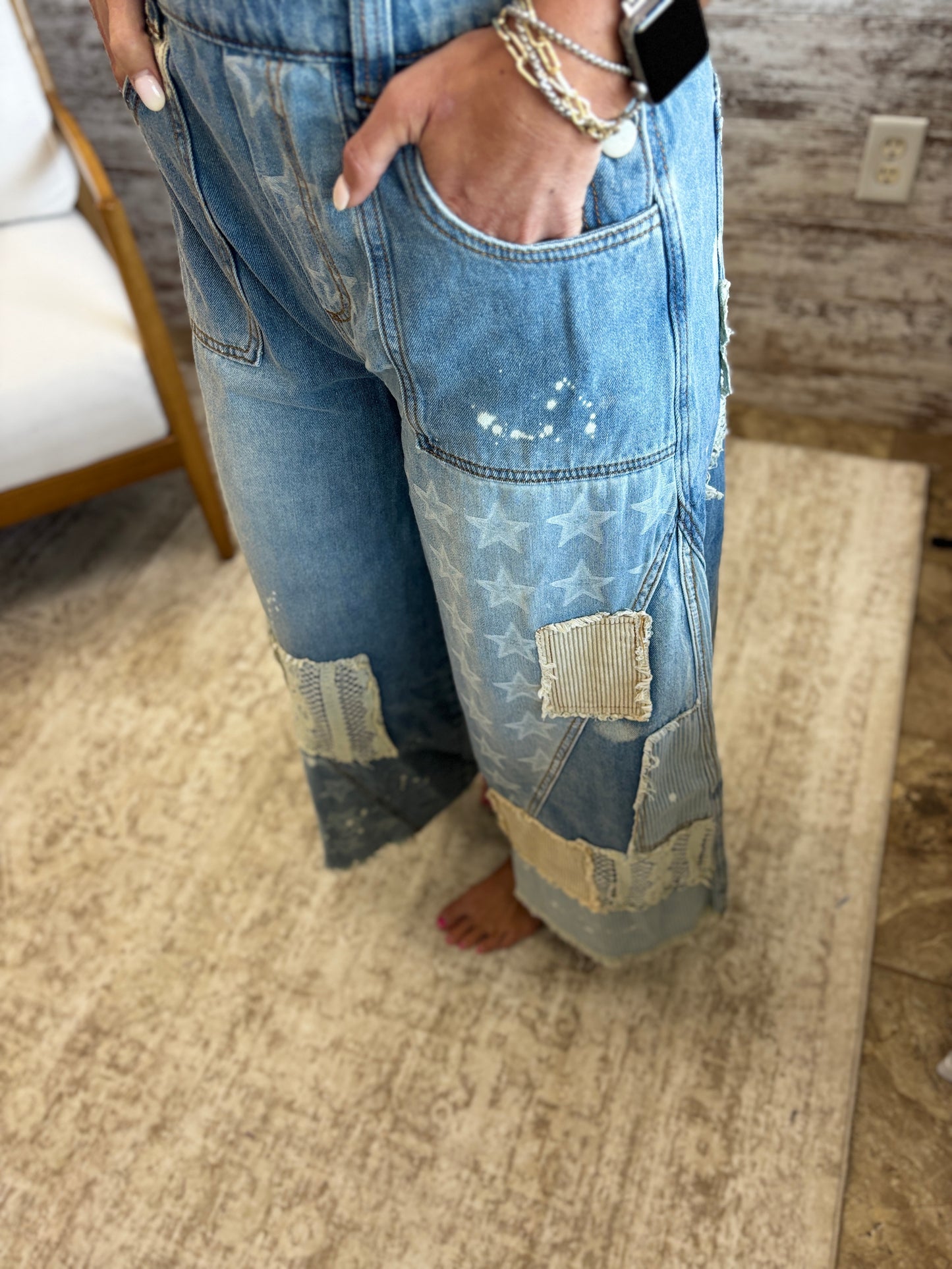 All American Girl Patch Overalls
