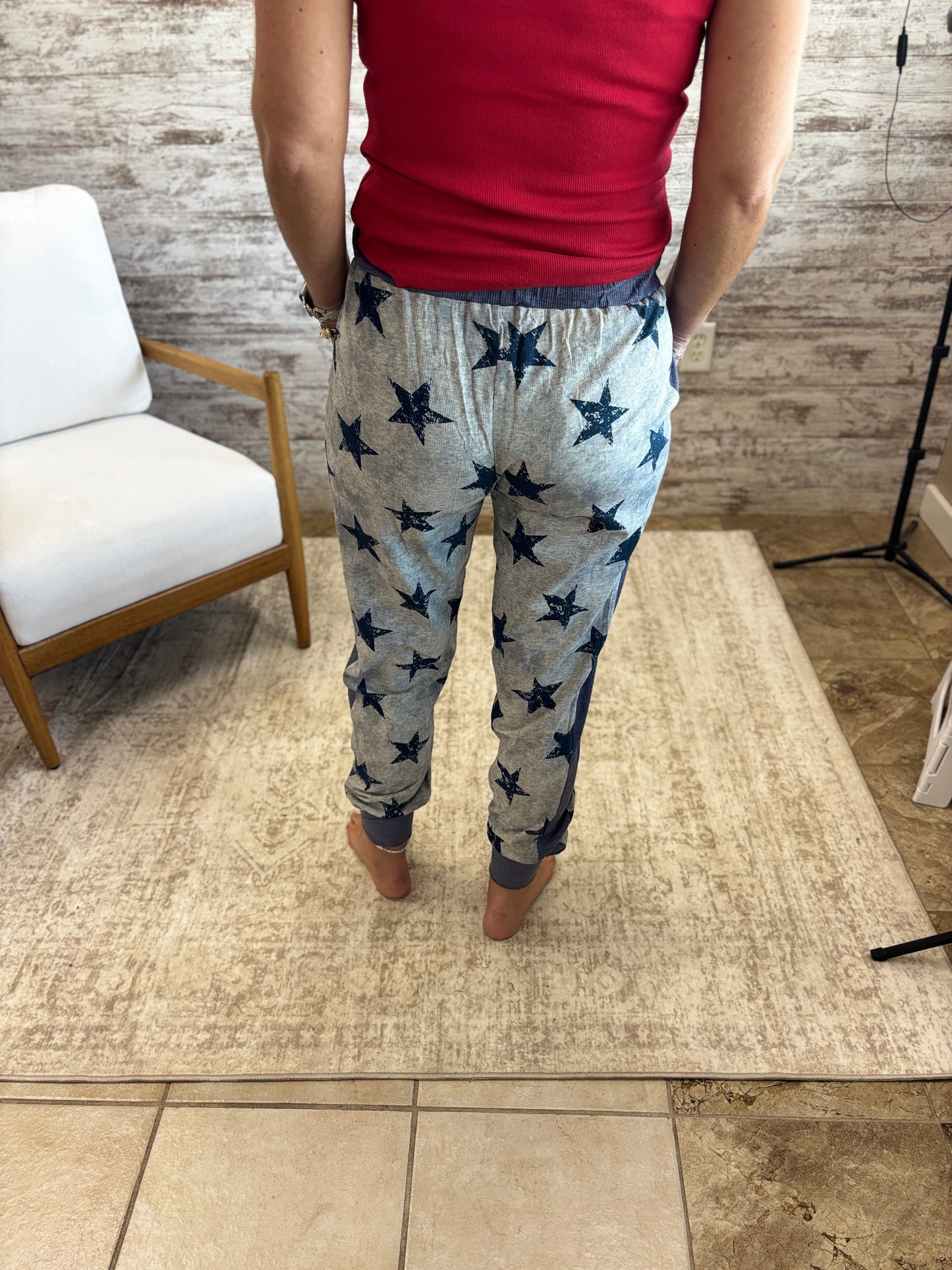 Grey and Navy Star Pattern Joggers