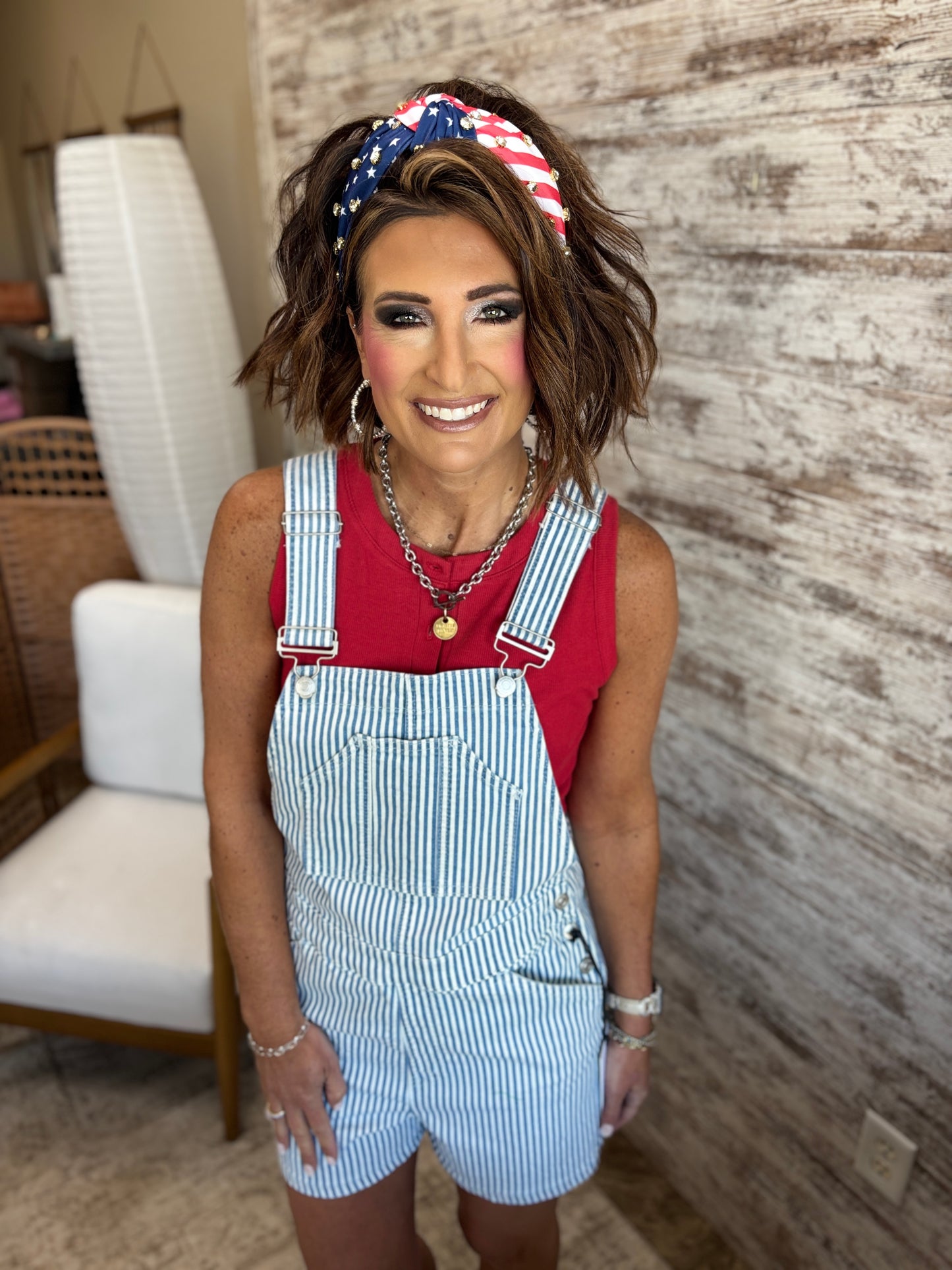 Mica Blue Stripe Overalls