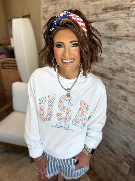 USA Embroidered Crew Neck