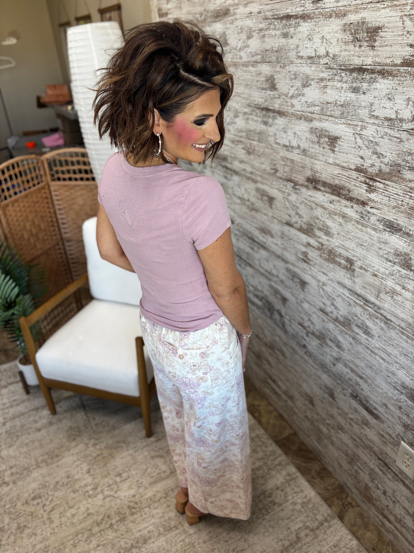Peony Pink Soft Scoop Neck Baby Tee
