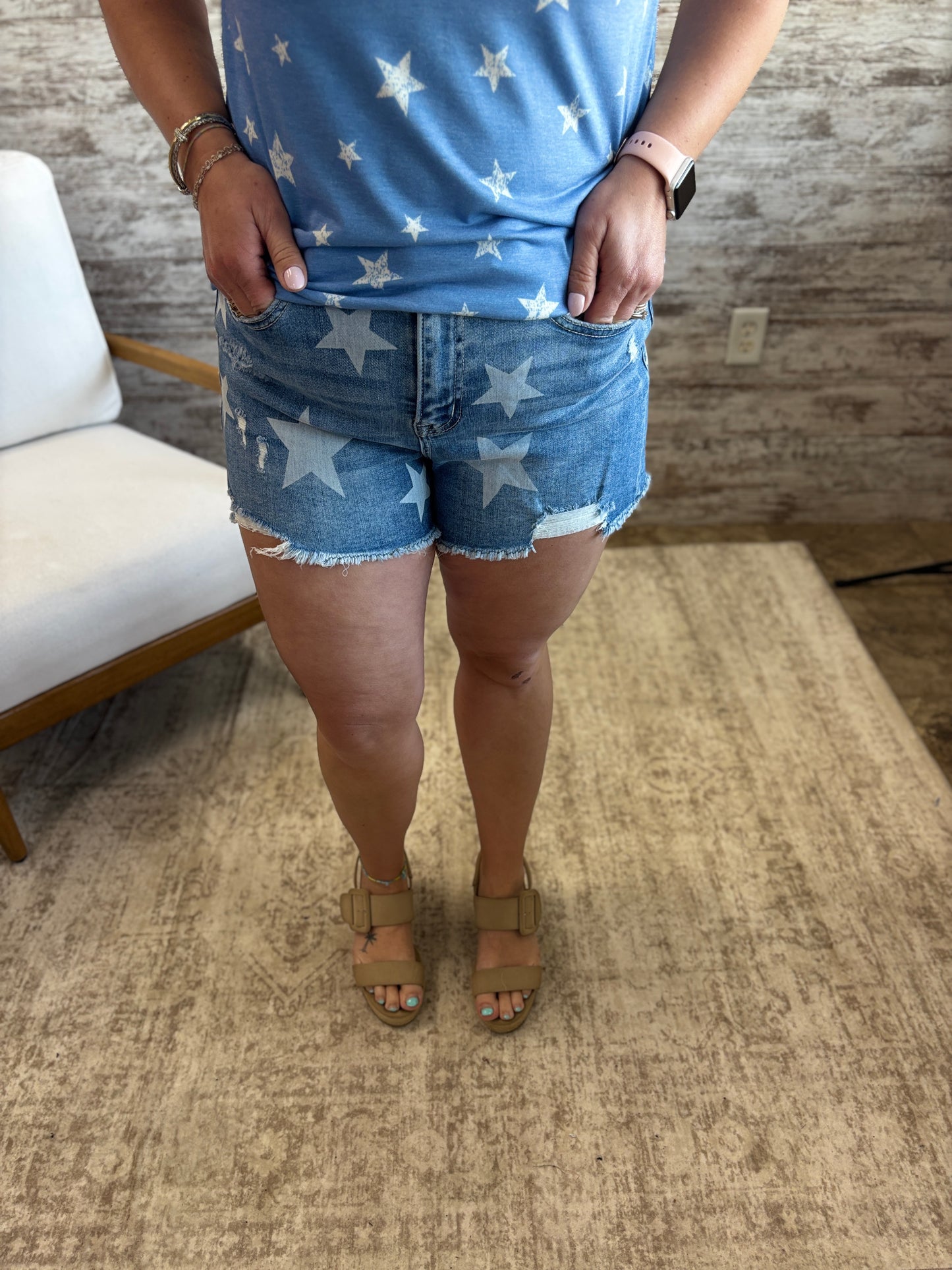 Mica High Rise Star Cut Off Shorts MDP-H3353 **Restocked**