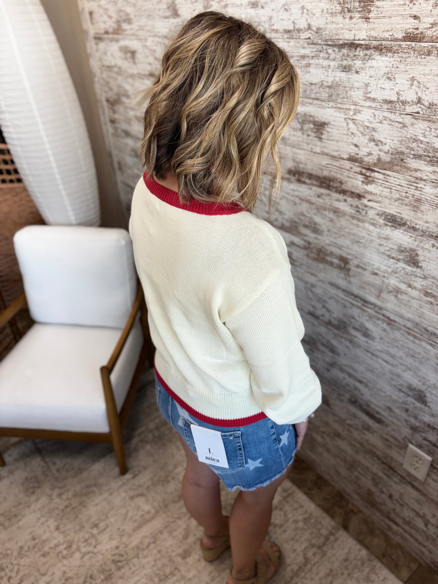 Ivory American Flag Sweater