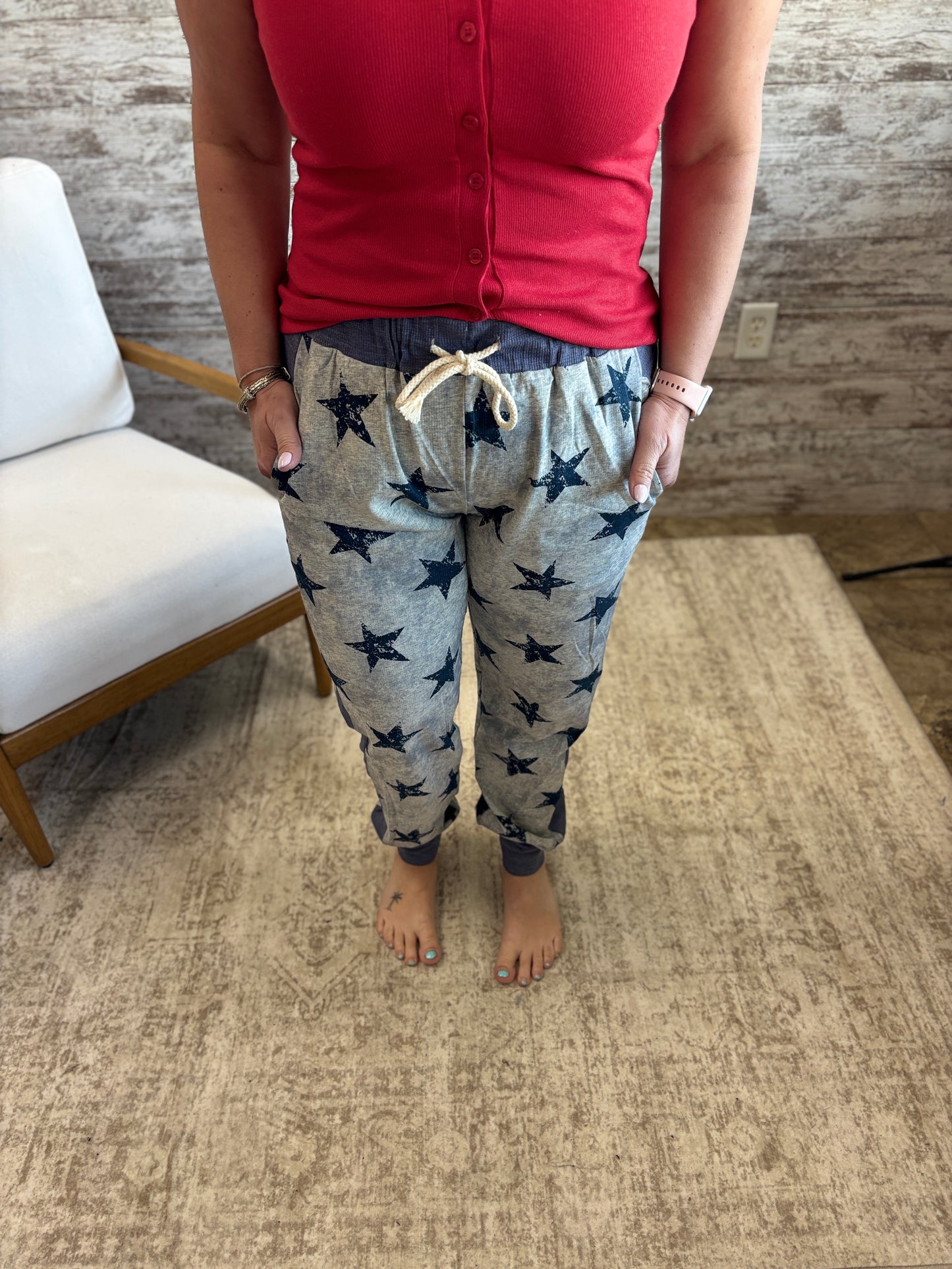 Grey and Navy Star Pattern Joggers