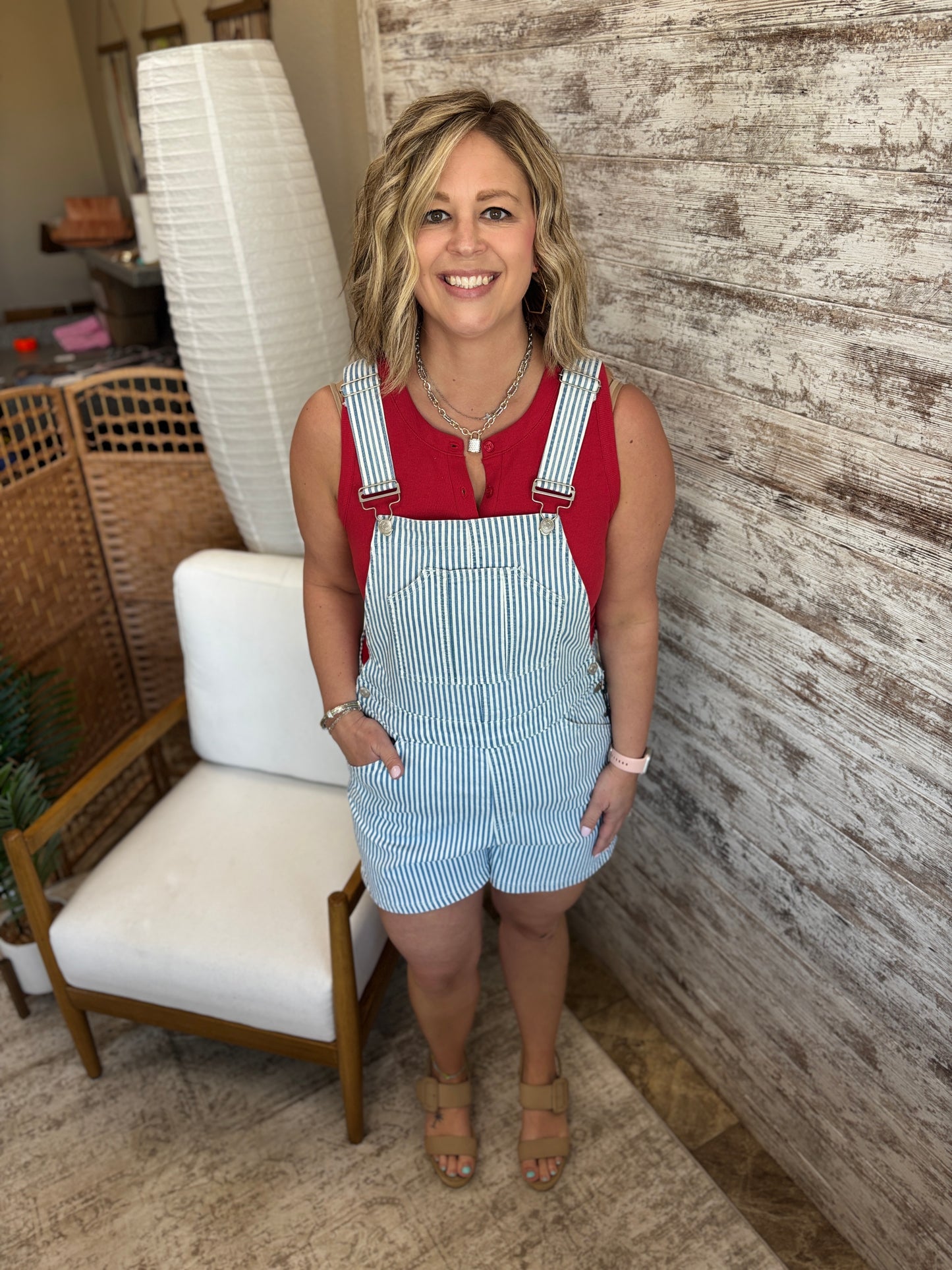 Mica Blue Stripe Overalls