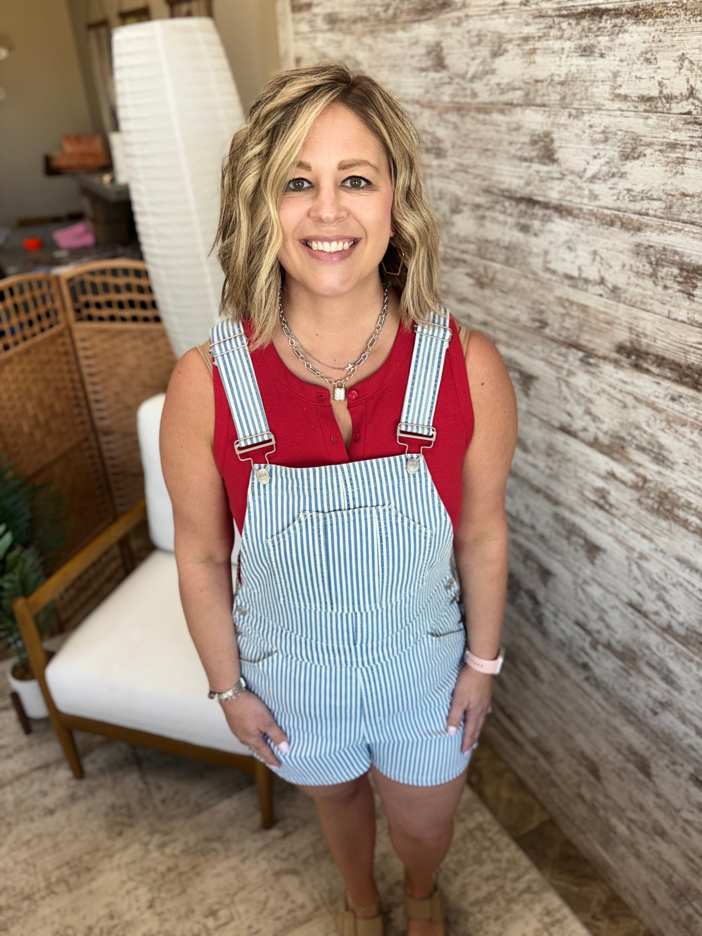 Mica Blue Stripe Overalls