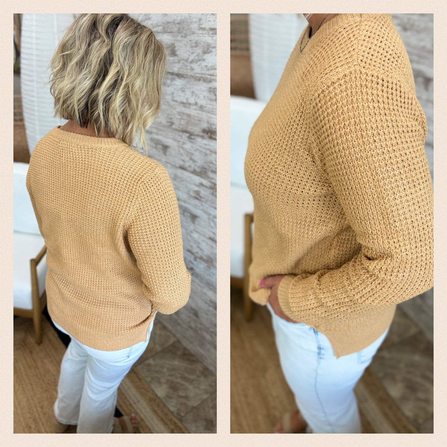 Camel Waffle Texture Sweater