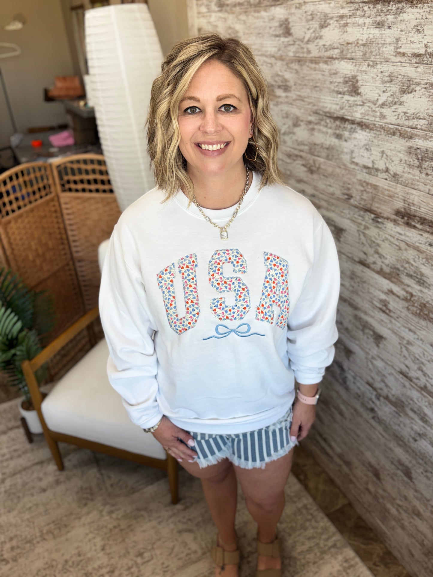 USA Embroidered Crew Neck