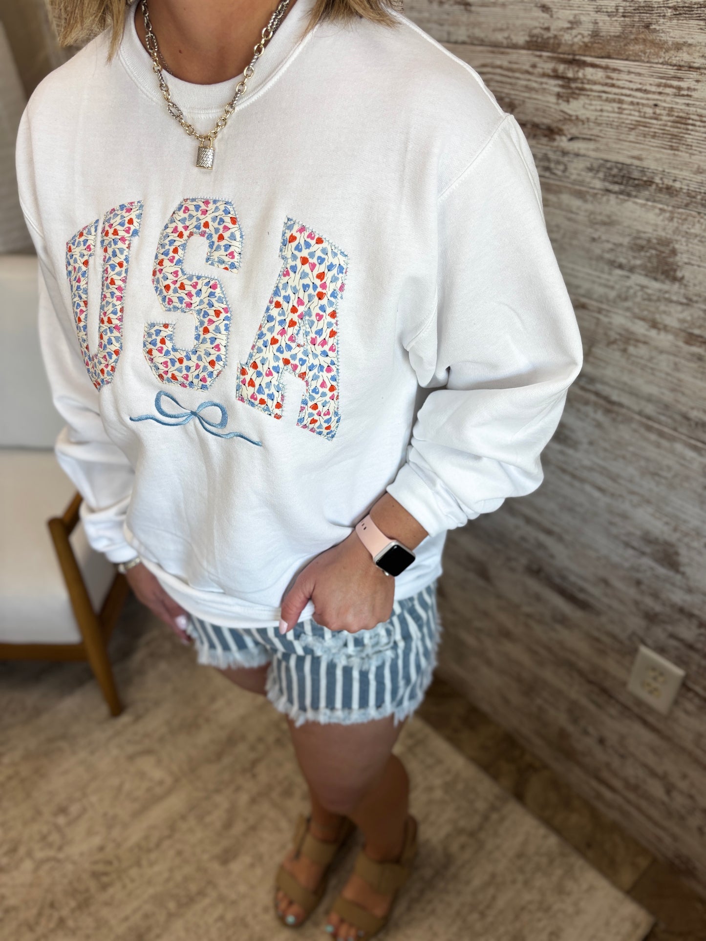 USA Embroidered Crew Neck