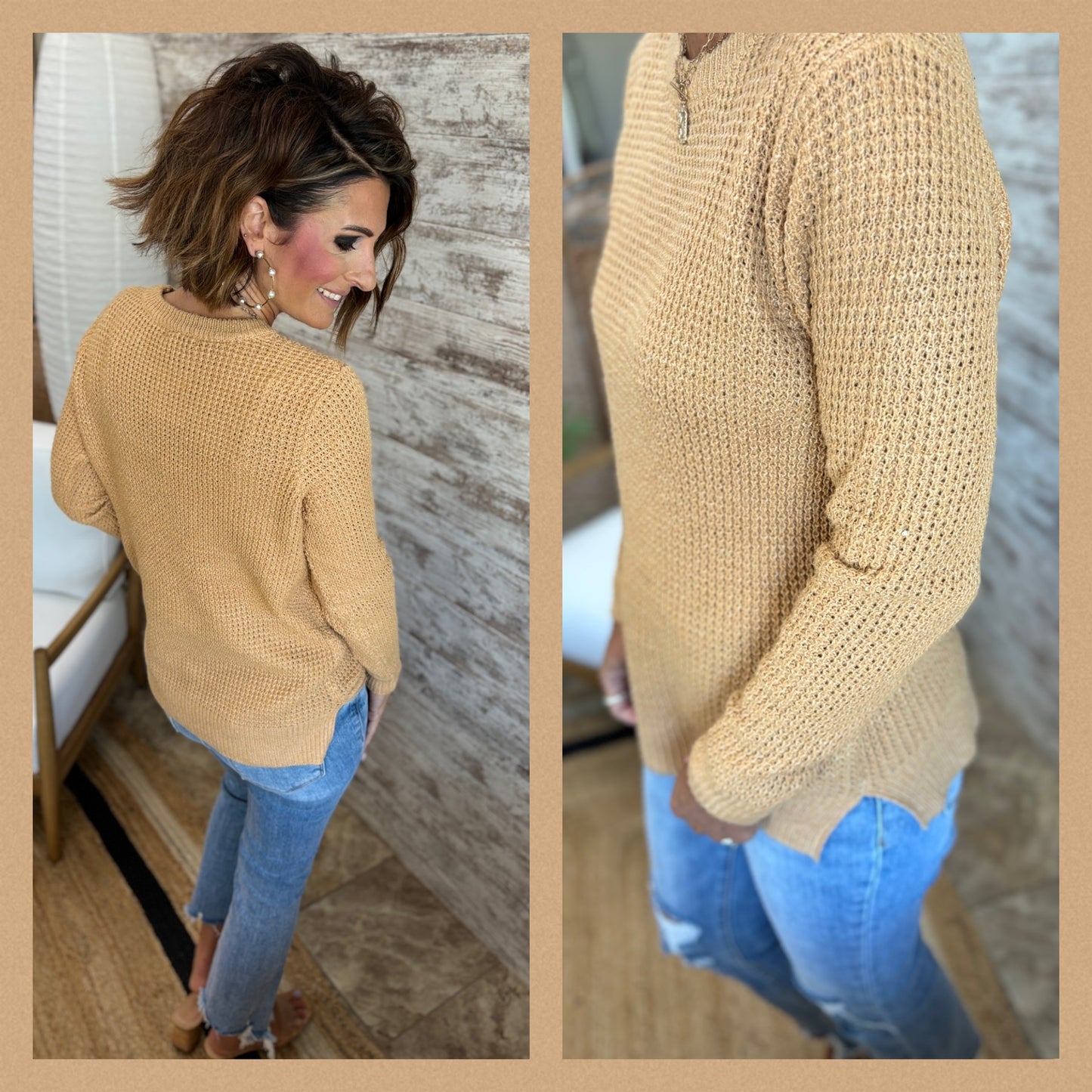 Camel Waffle Texture Sweater