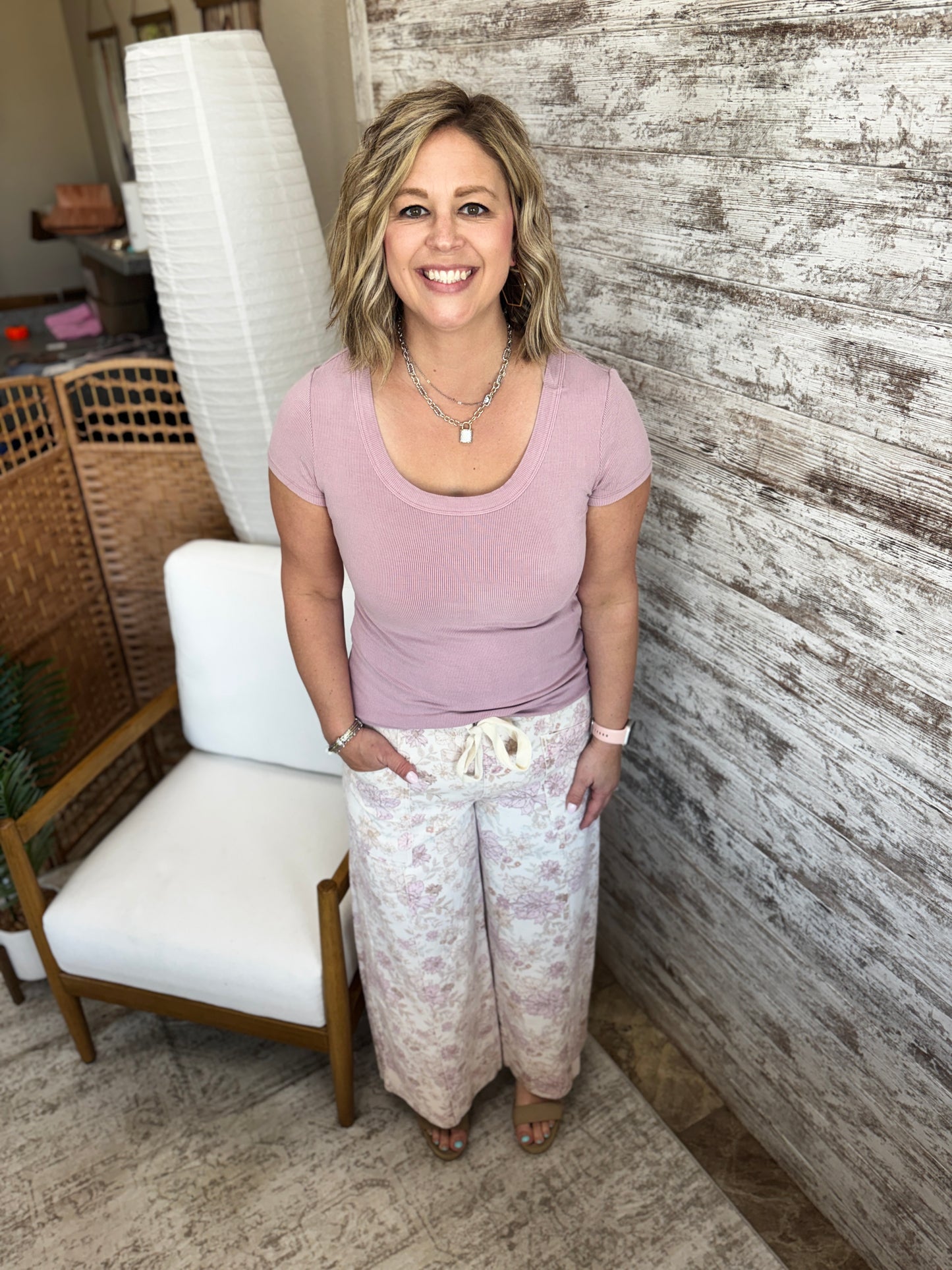 Peony Pink Soft Scoop Neck Baby Tee