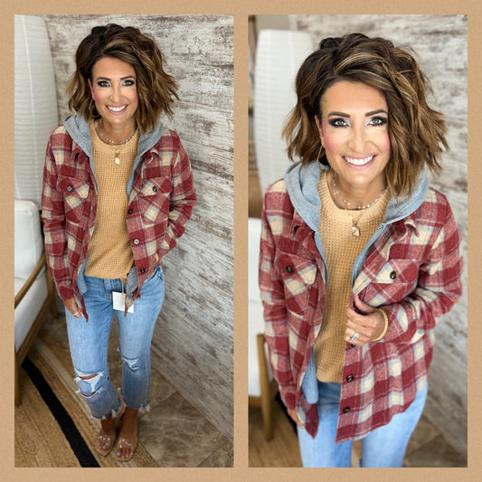 2fer Plaid Jacket with Hood